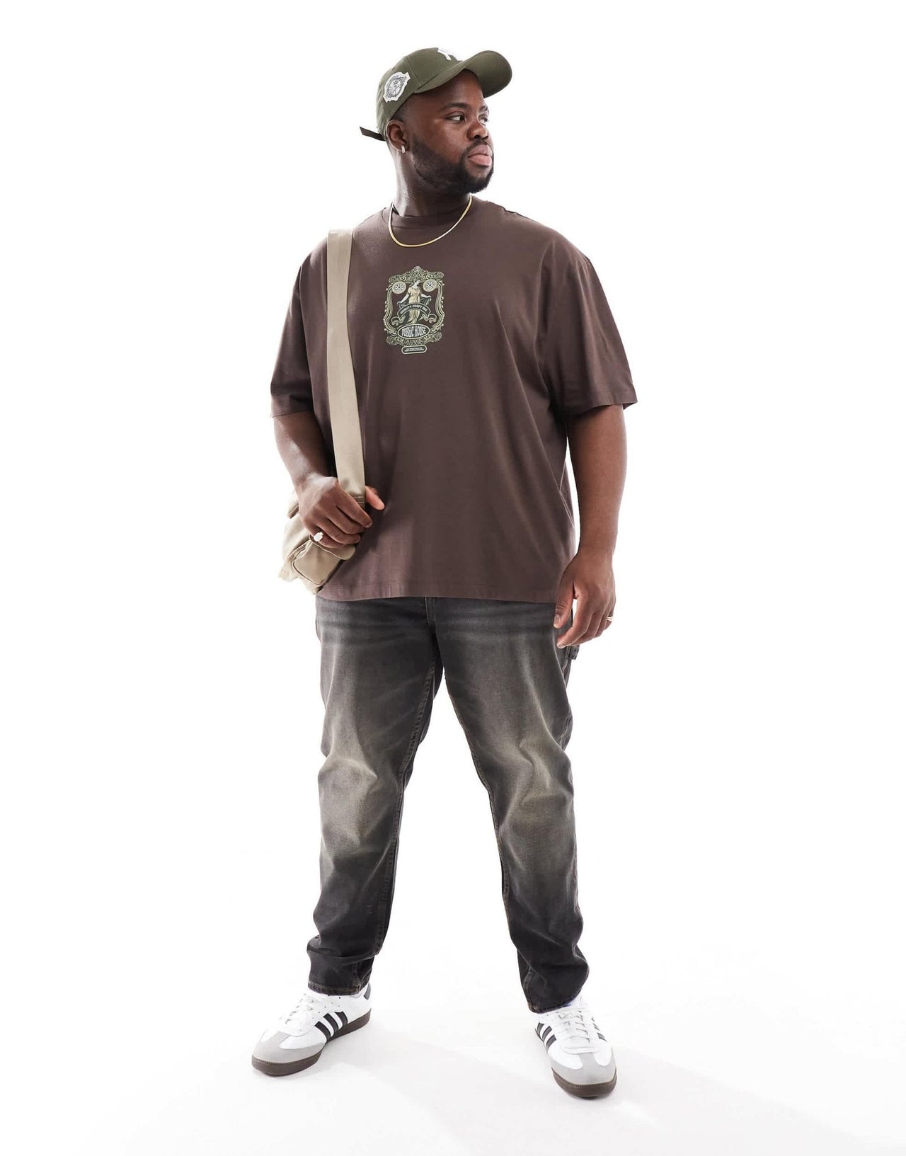 ASOS DESIGN oversized t-shirt in brown with emblem chest print - ASOS Sample Sale EU Store