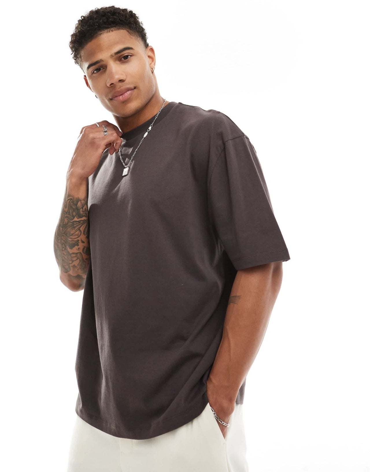 ASOS DESIGN oversized t-shirt in brown with floral text back print - ASOS Sample Sale EU Store