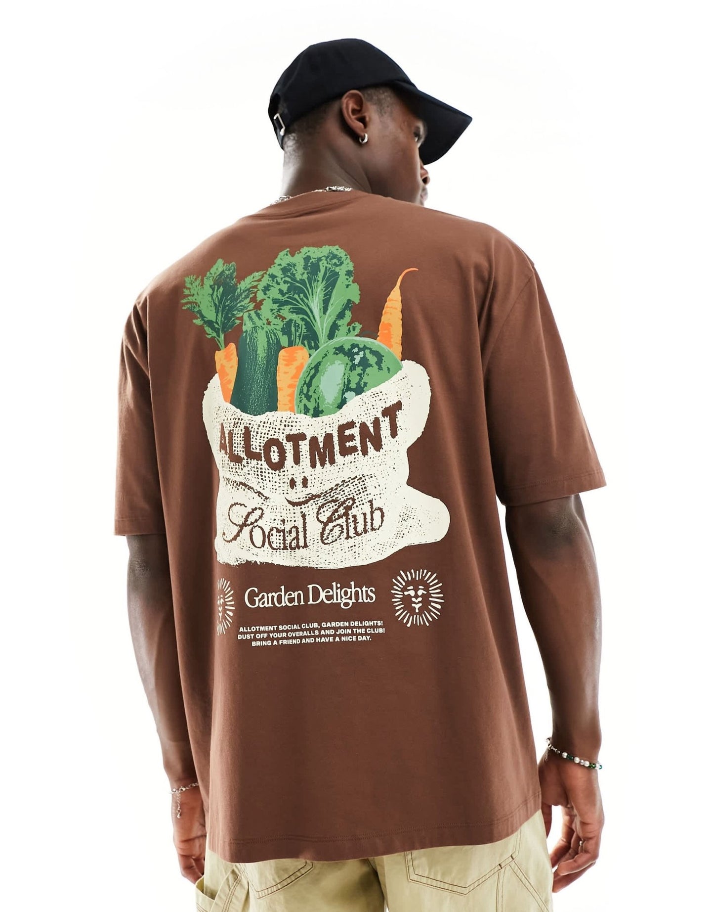ASOS DESIGN oversized t-shirt in brown with horticultural back print - ASOS Sample Sale EU Store