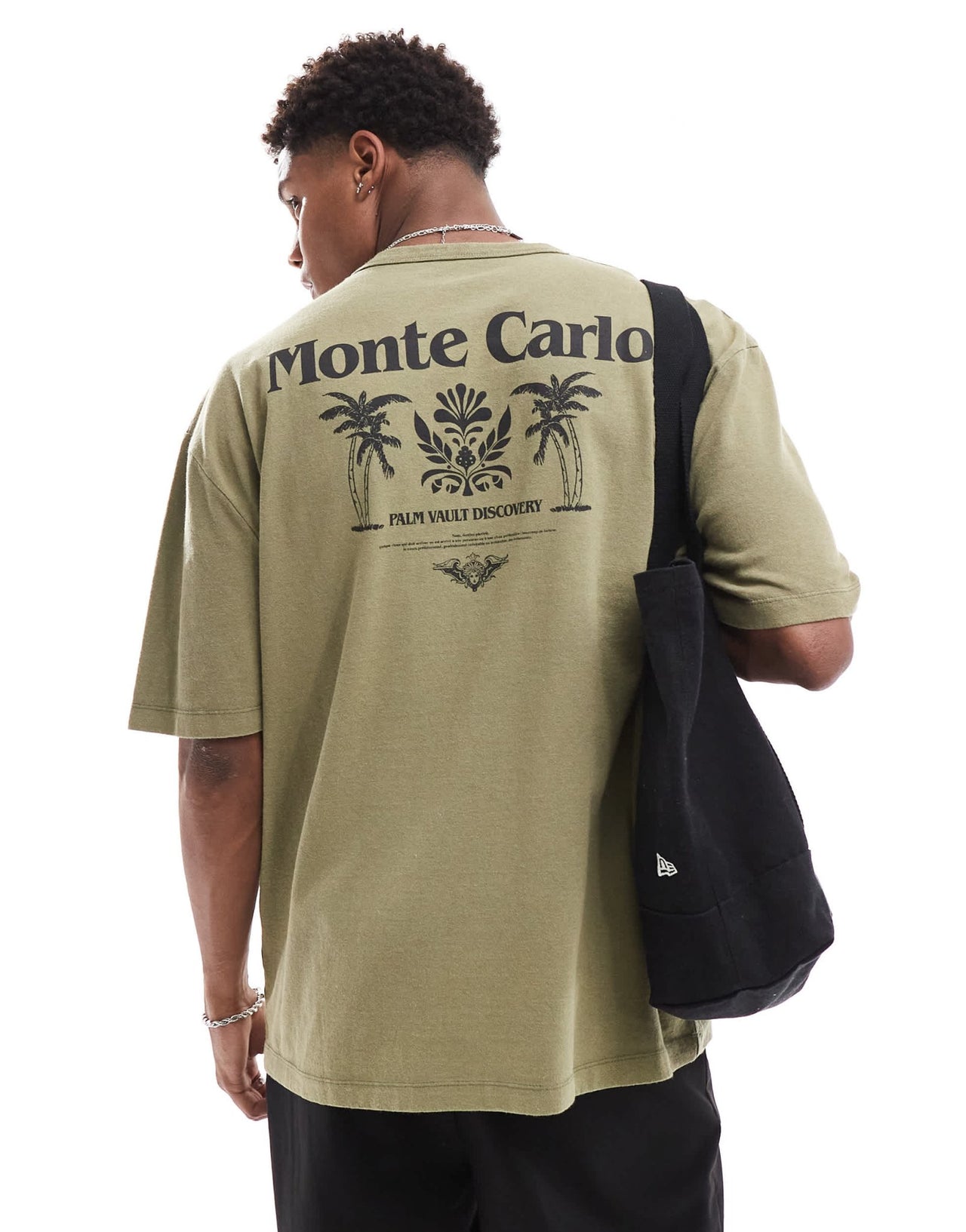 ASOS DESIGN oversized t-shirt in heavyweight 220gsm washed green with Monte Carlo back print - ASOS Sample Sale EU Store