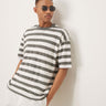 ASOS DESIGN oversized t-shirt in khaki and white stripe