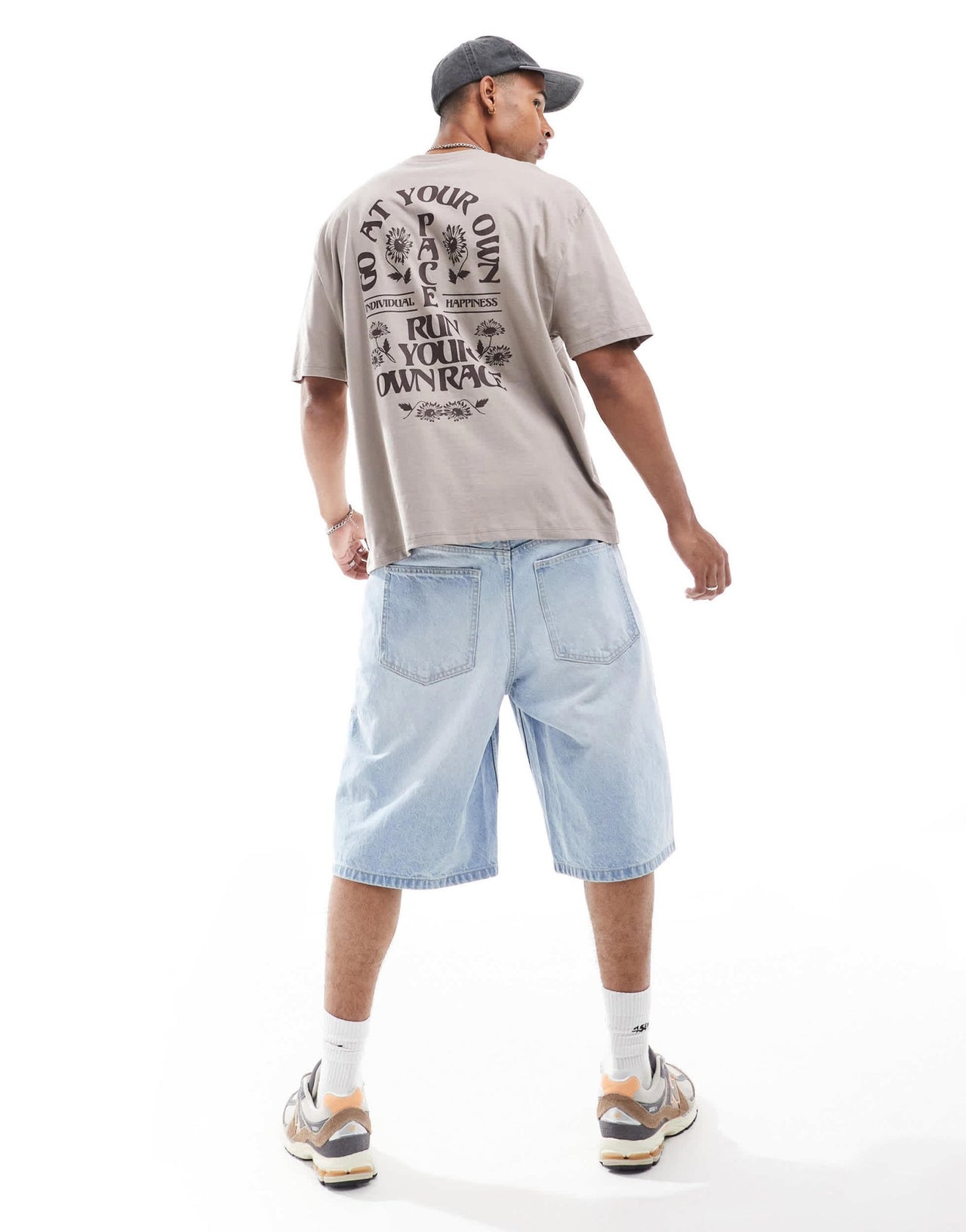 ASOS DESIGN oversized t-shirt in light brown with floral text back print - ASOS Sample Sale EU Store