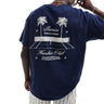 ASOS DESIGN oversized t-shirt in navy with tennis back print