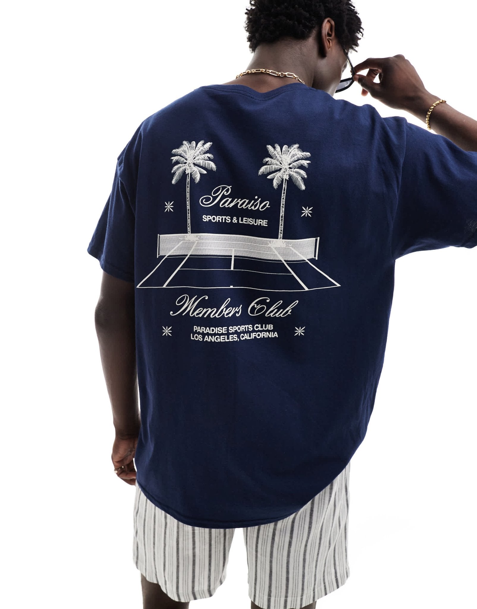 ASOS DESIGN oversized t-shirt in navy with tennis back print - ASOS Sample Sale EU Store
