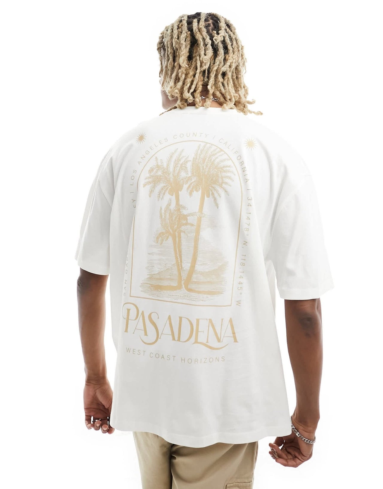 ASOS DESIGN oversized t-shirt in off white with back Pasadena print - ASOS Sample Sale EU Store