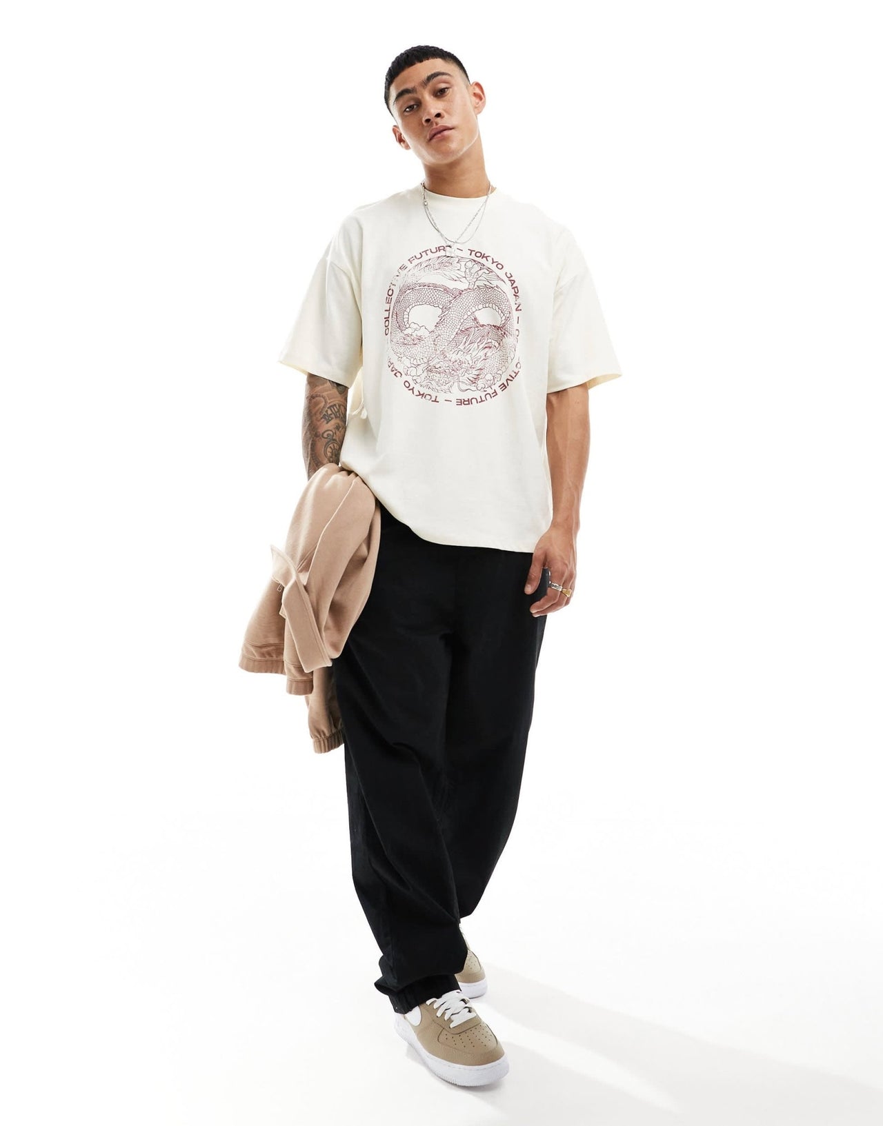ASOS DESIGN oversized t-shirt in off white with dragon souvenir front print - ASOS Sample Sale EU Store