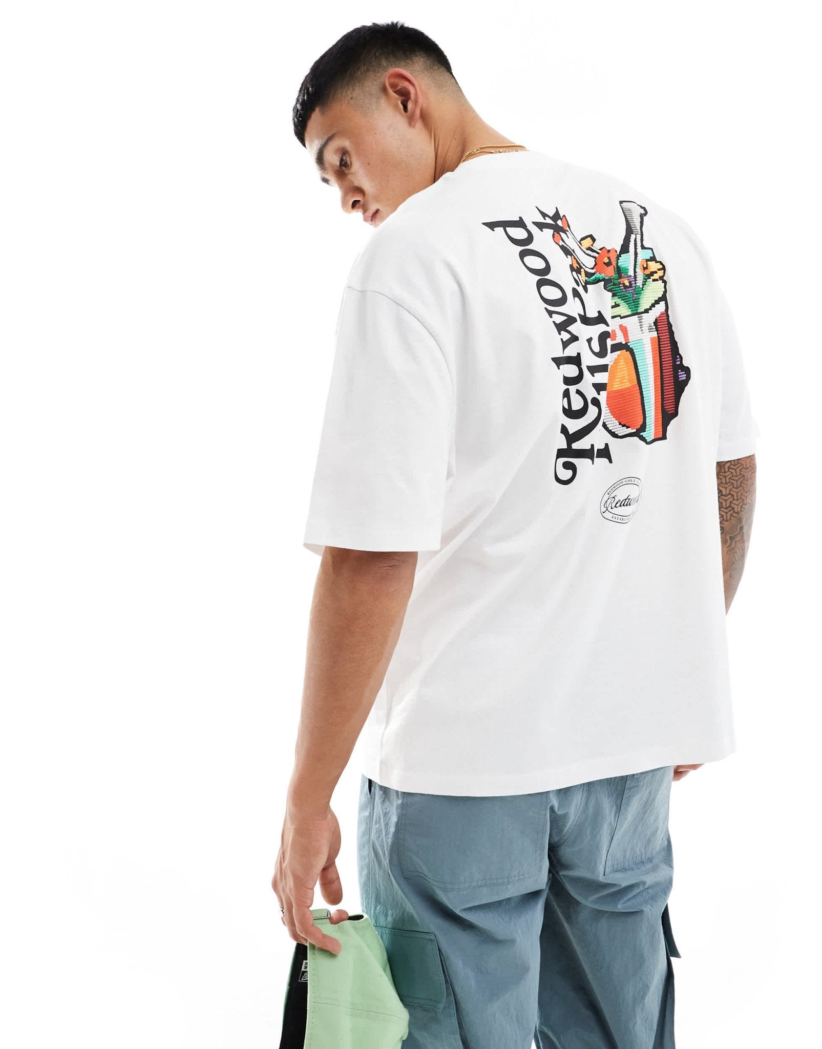 ASOS DESIGN oversized t-shirt in off white with gold club back print - ASOS Sample Sale EU Store