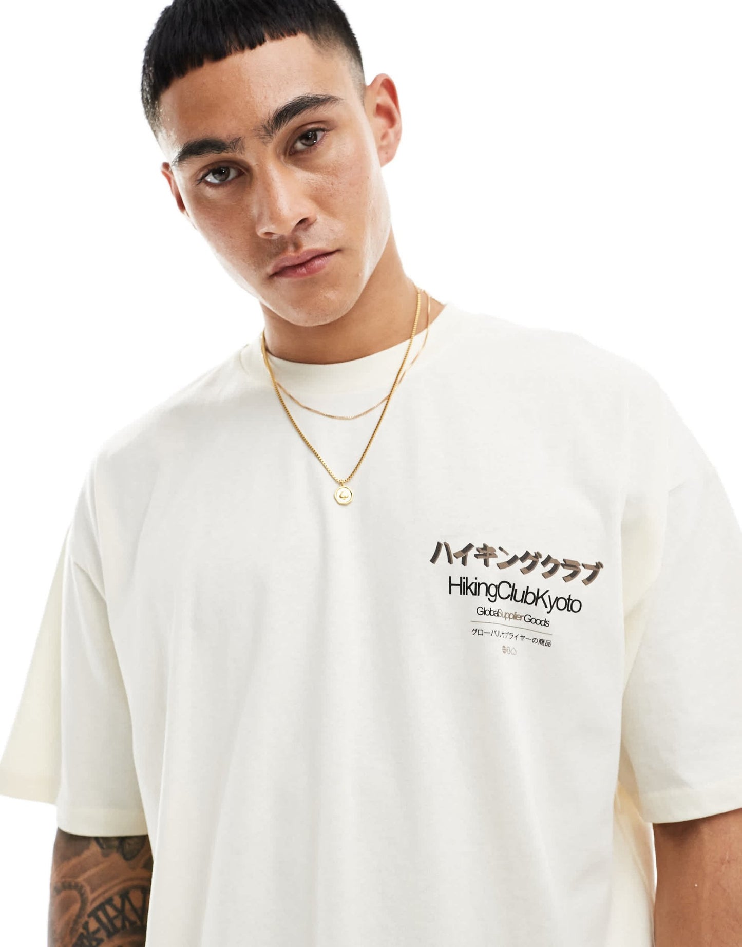 ASOS DESIGN oversized t-shirt in off white with multi text print - ASOS Sample Sale EU Store