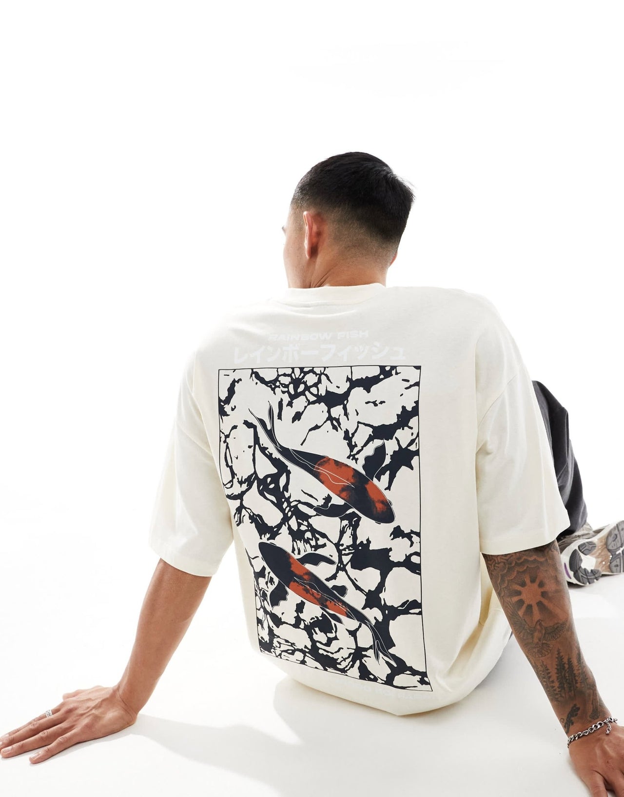 ASOS DESIGN oversized t-shirt in off white with souvenir fish back print - ASOS Sample Sale EU Store