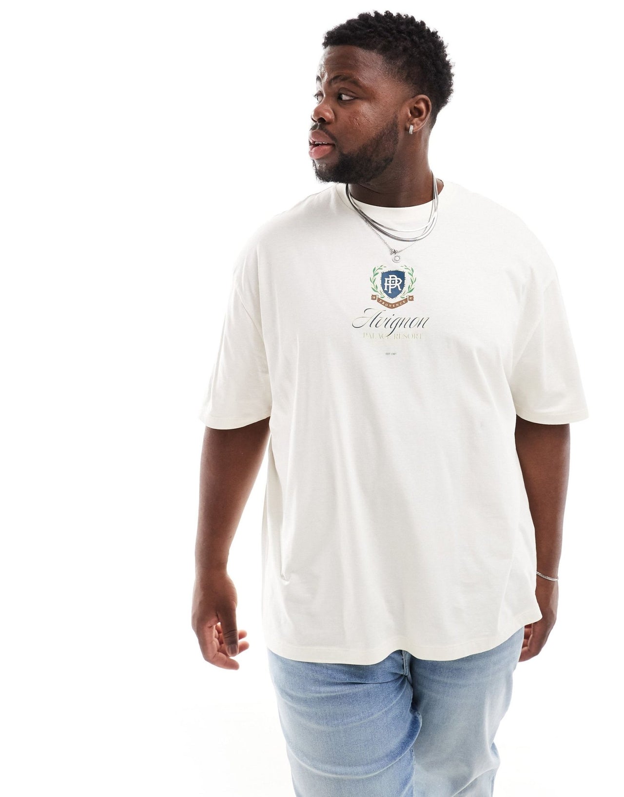 ASOS DESIGN oversized t-shirt in off white with varsity chest print - ASOS Sample Sale EU Store
