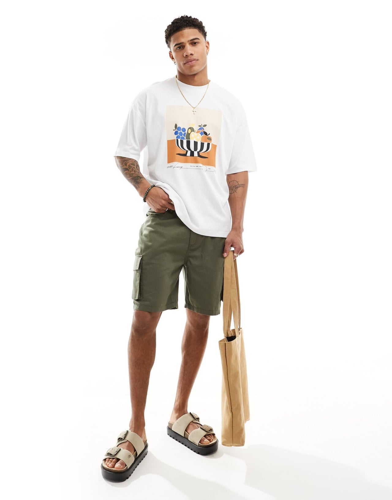 ASOS DESIGN oversized t-shirt in white with abstract fruit bowl front print - ASOS Sample Sale EU Store