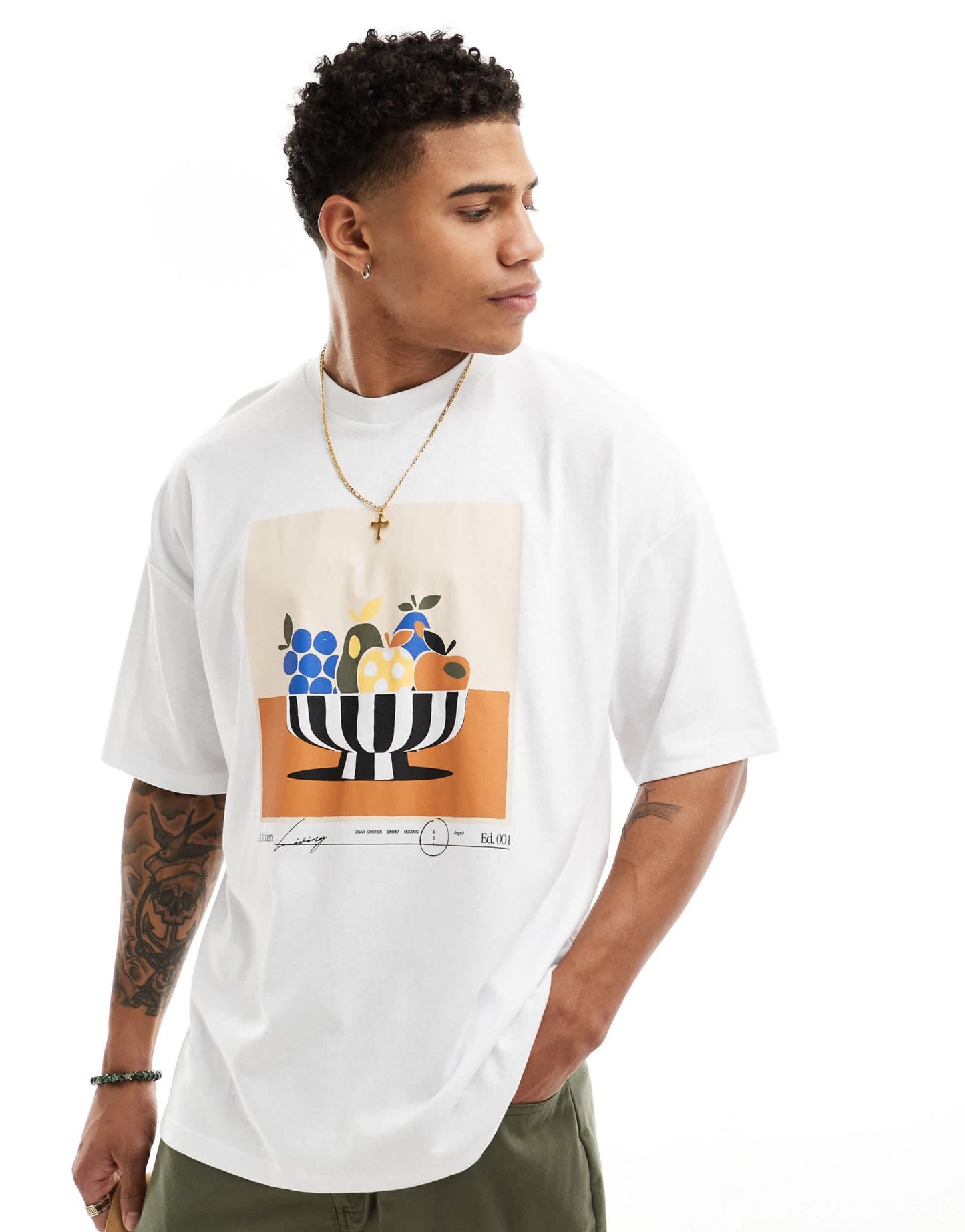 ASOS DESIGN oversized t-shirt in white with abstract fruit bowl front print - ASOS Sample Sale EU Store