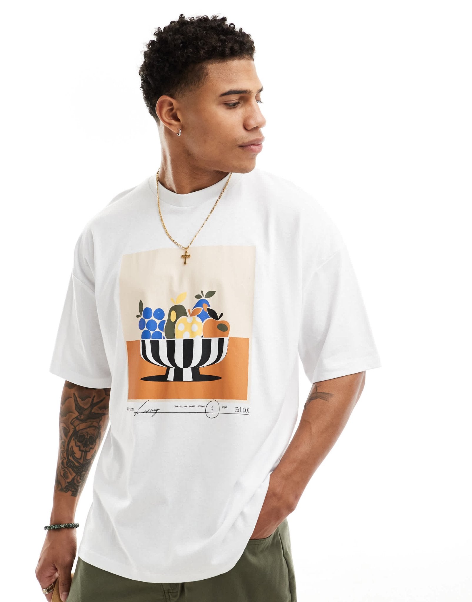 ASOS DESIGN oversized t-shirt in white with abstract fruit bowl front print - ASOS Sample Sale EU Store