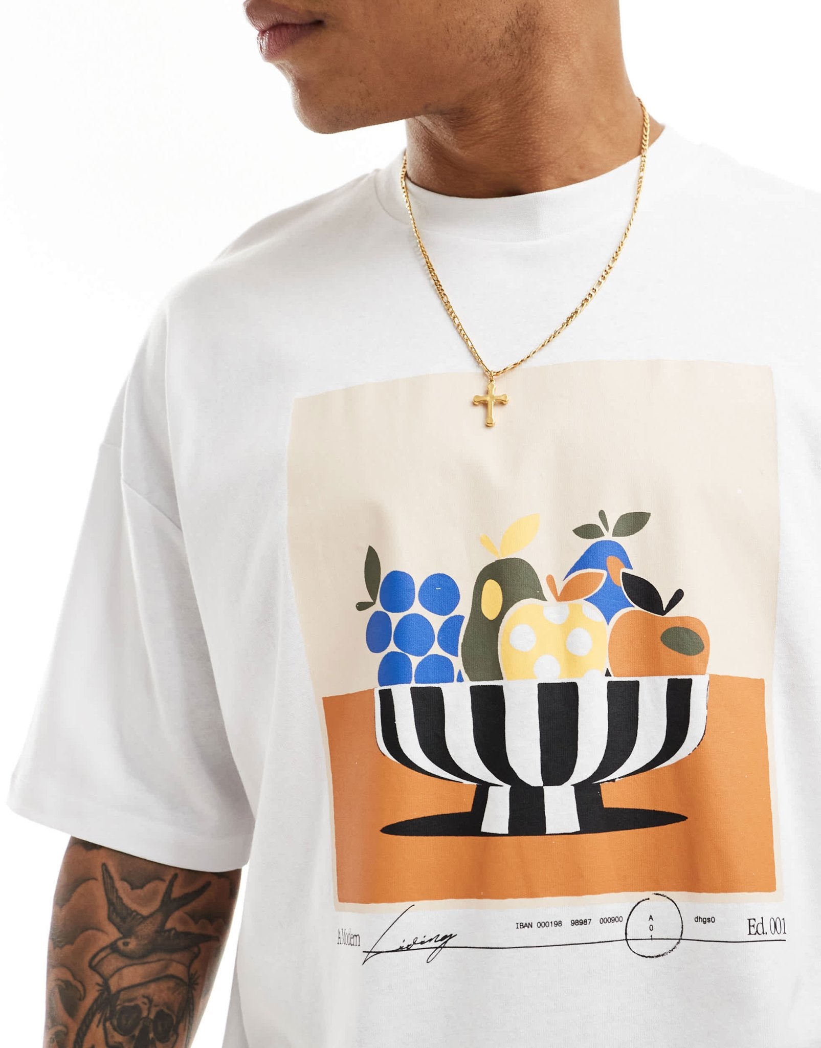 ASOS DESIGN oversized t-shirt in white with abstract fruit bowl front print - ASOS Sample Sale EU Store