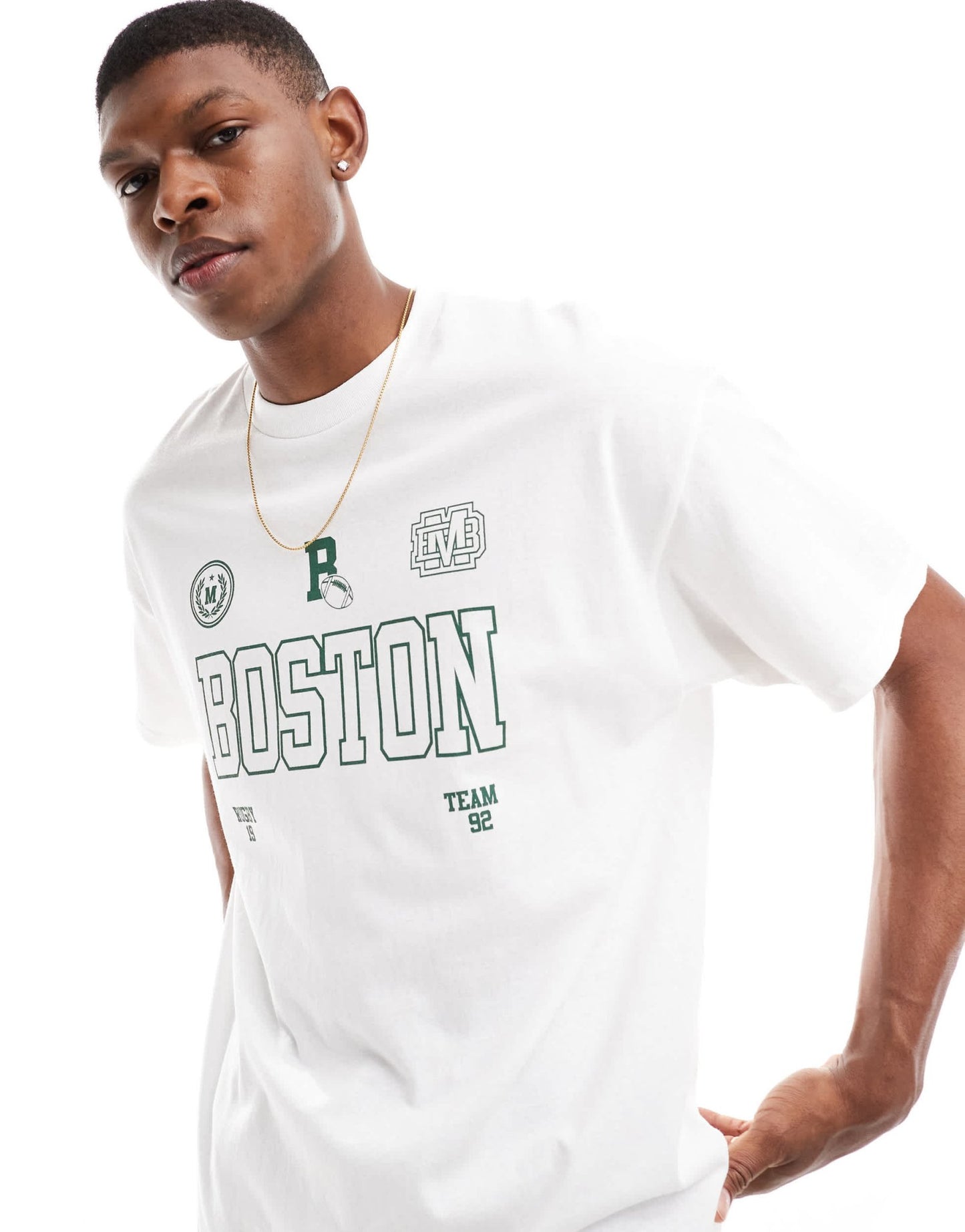 ASOS DESIGN oversized t-shirt in white with Boston front print - ASOS Sample Sale EU Store