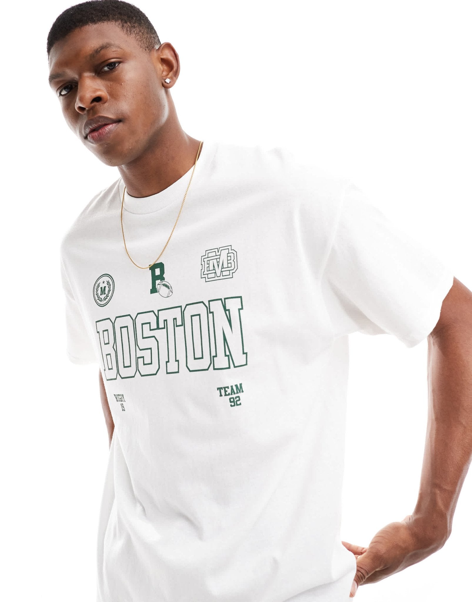 ASOS DESIGN oversized t-shirt in white with Boston front print - ASOS Sample Sale EU Store