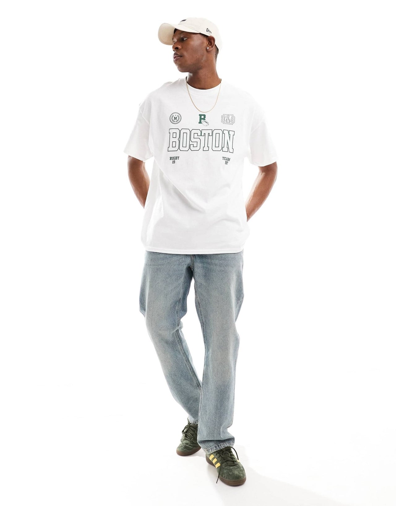 ASOS DESIGN oversized t-shirt in white with Boston front print - ASOS Sample Sale EU Store