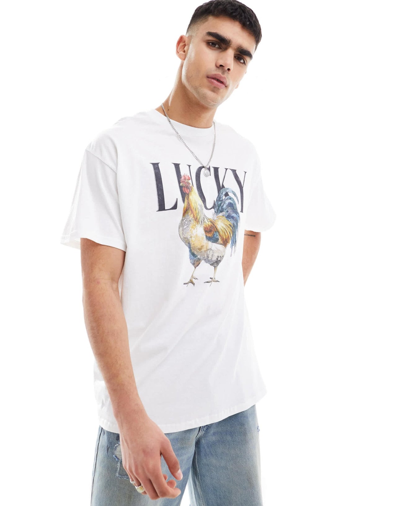 ASOS DESIGN oversized t-shirt in white with chicken print - ASOS Sample Sale EU Store