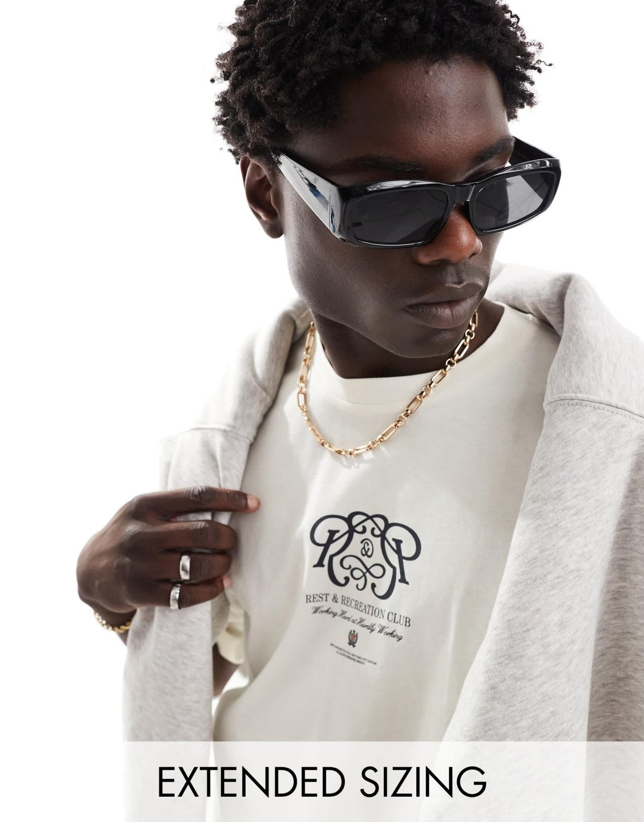 ASOS DESIGN oversized t-shirt in white with club chest print - ASOS Sample Sale EU Store