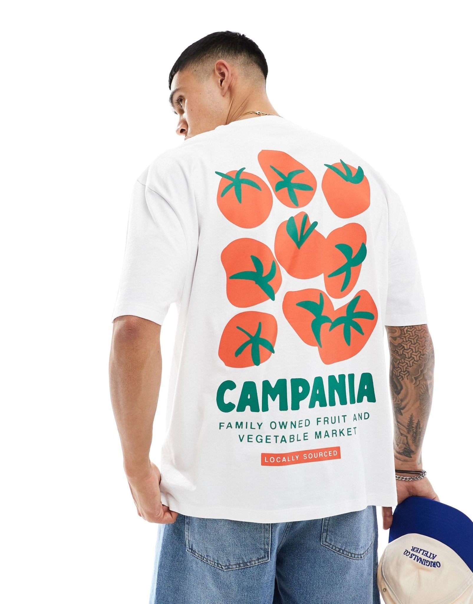 ASOS DESIGN oversized t-shirt in white with tomatoes back print - ASOS Sample Sale EU Store
