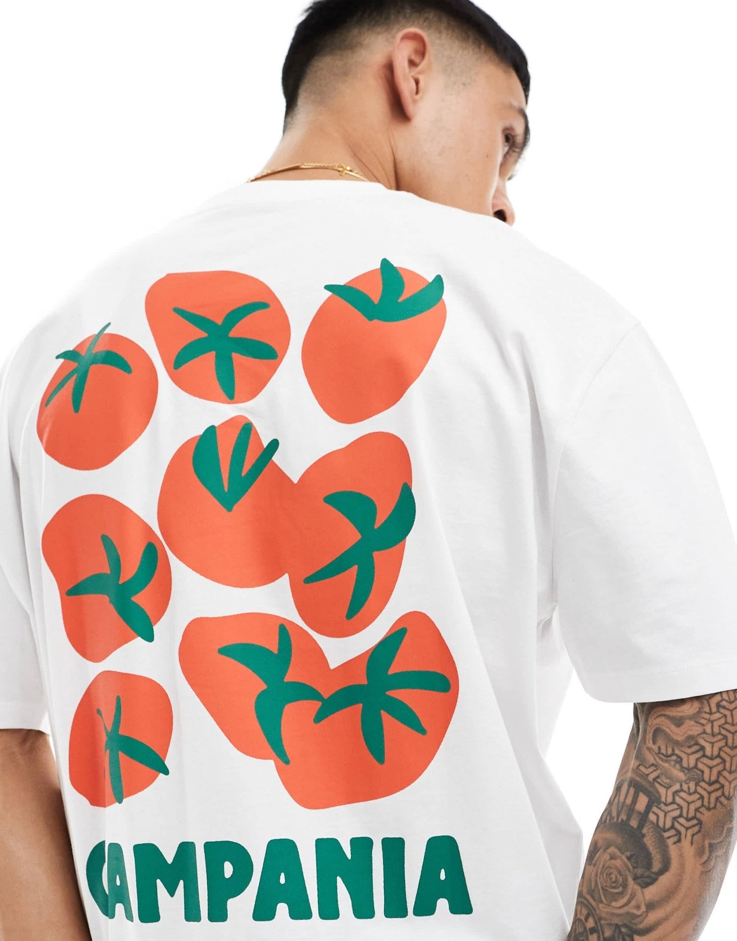 ASOS DESIGN oversized t-shirt in white with tomatoes back print - ASOS Sample Sale EU Store