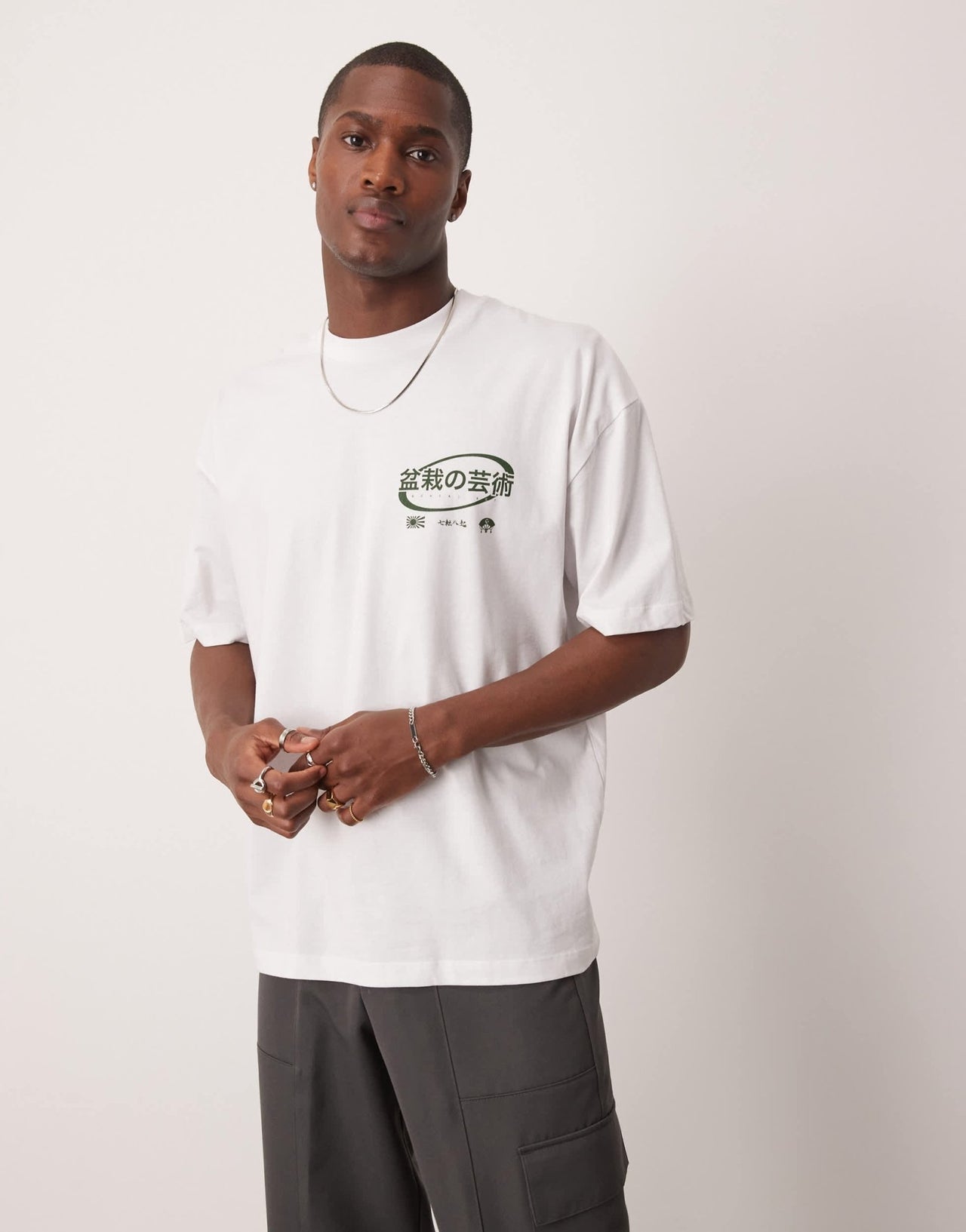 ASOS DESIGN oversized t-shirt with bonsai graphic in white - ASOS Sample Sale EU Store