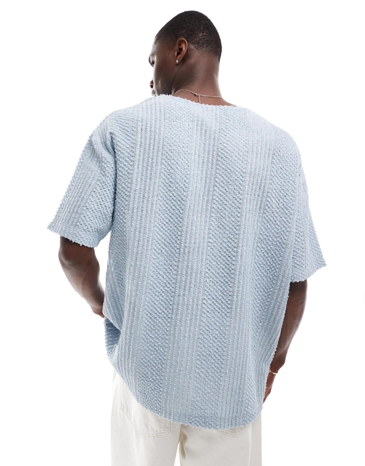 ASOS DESIGN oversized t-shirt with notch neck in light blue texture - ASOS Sample Sale EU Store