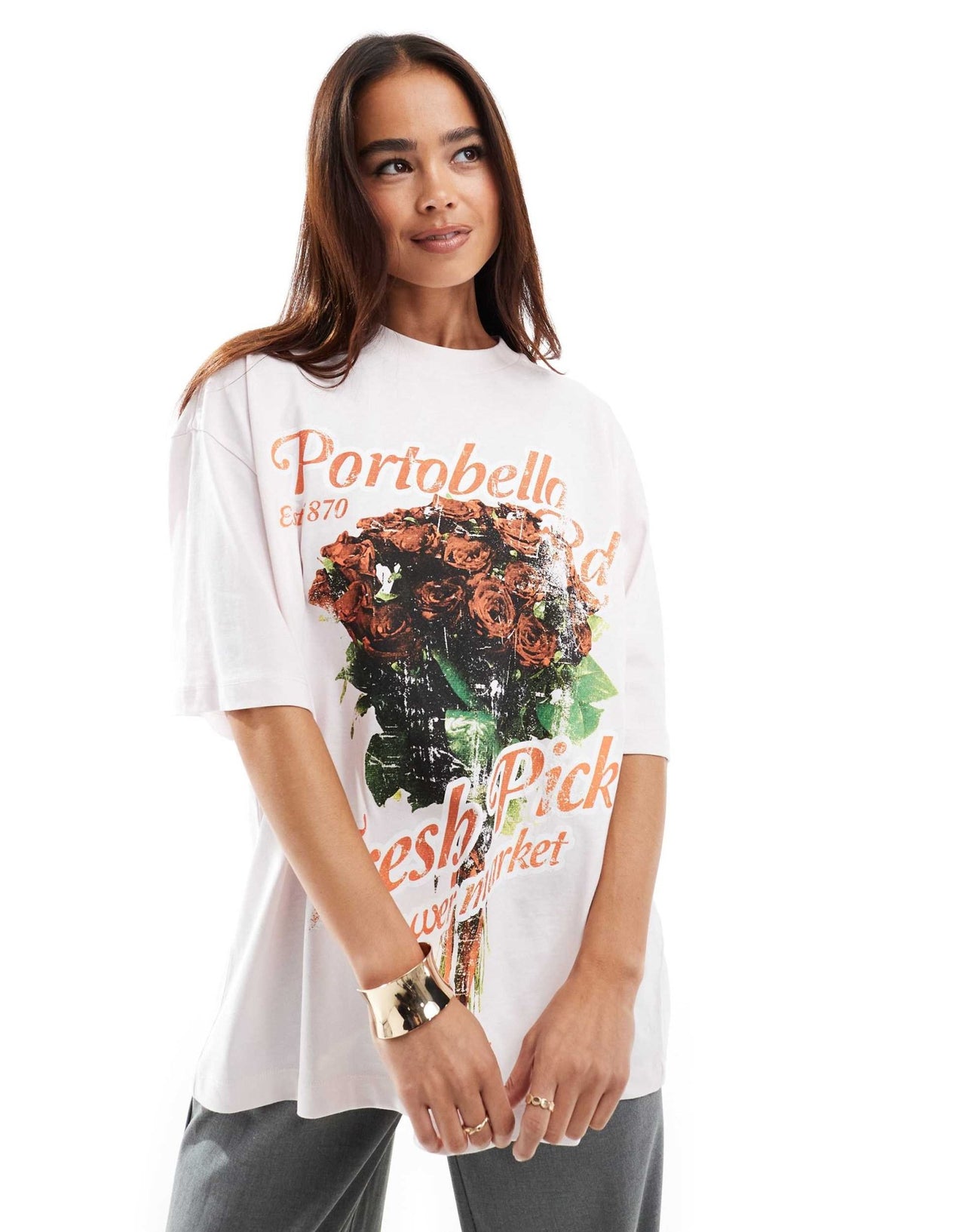 ASOS DESIGN oversized t-shirt with portobello flower graphic in pink - ASOS Sample Sale EU Store