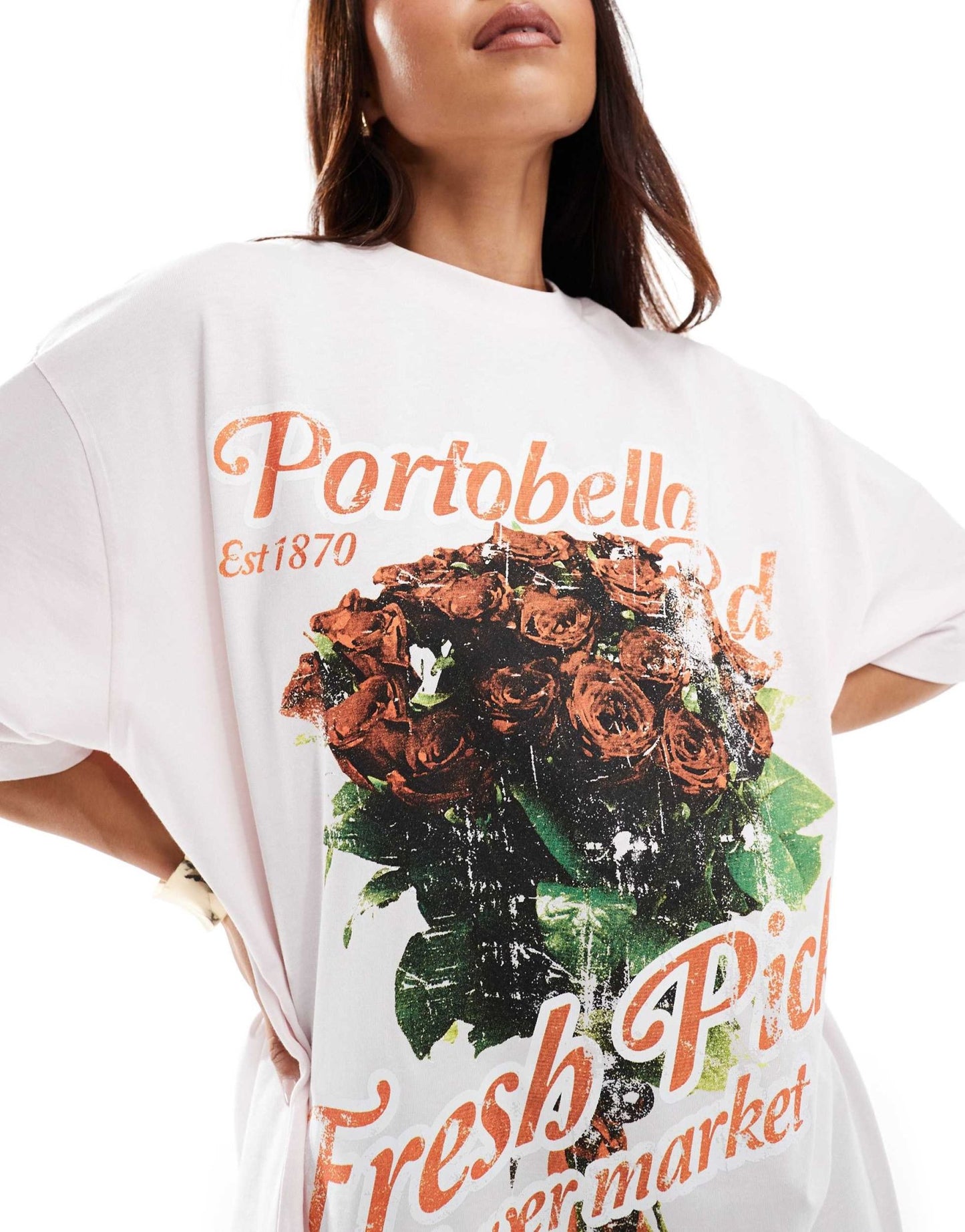 ASOS DESIGN oversized t-shirt with portobello flower graphic in pink - ASOS Sample Sale EU Store