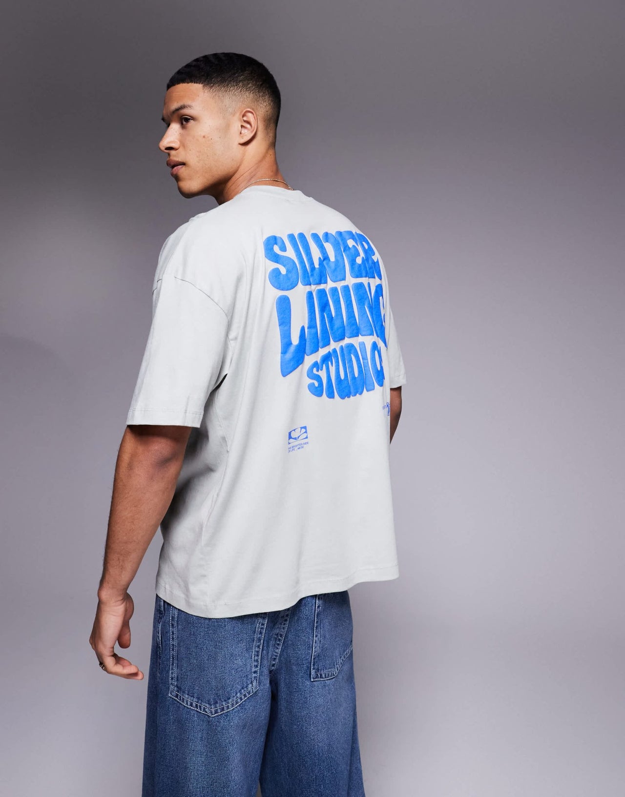 ASOS DESIGN oversized t-shirt with puff print in light grey - ASOS Sample Sale EU Store