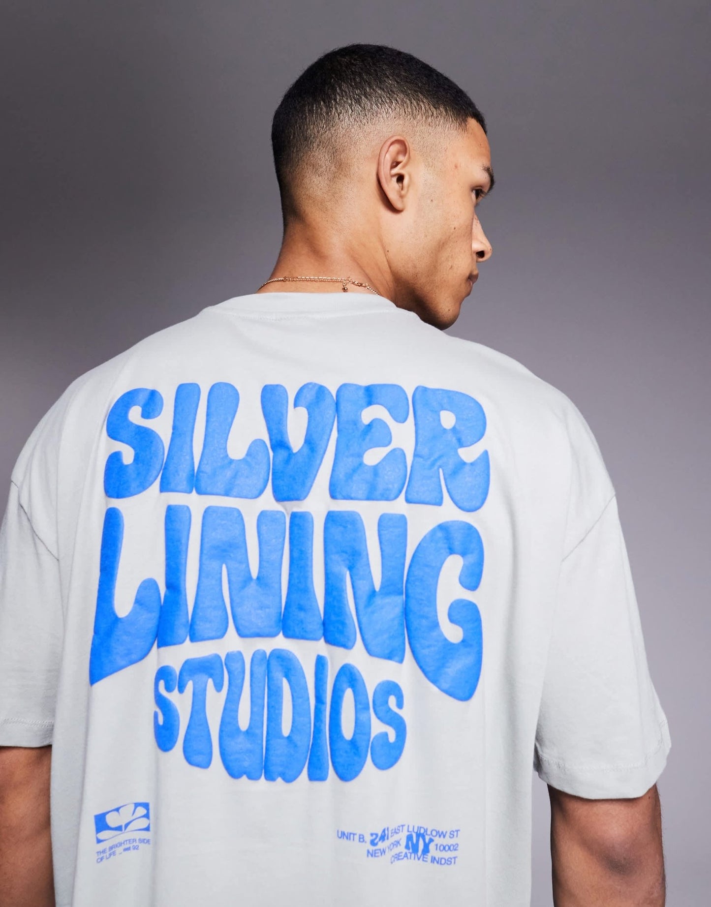 ASOS DESIGN oversized t-shirt with puff print in light grey - ASOS Sample Sale EU Store