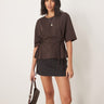 ASOS DESIGN oversized t shirt with tie detail in brown
