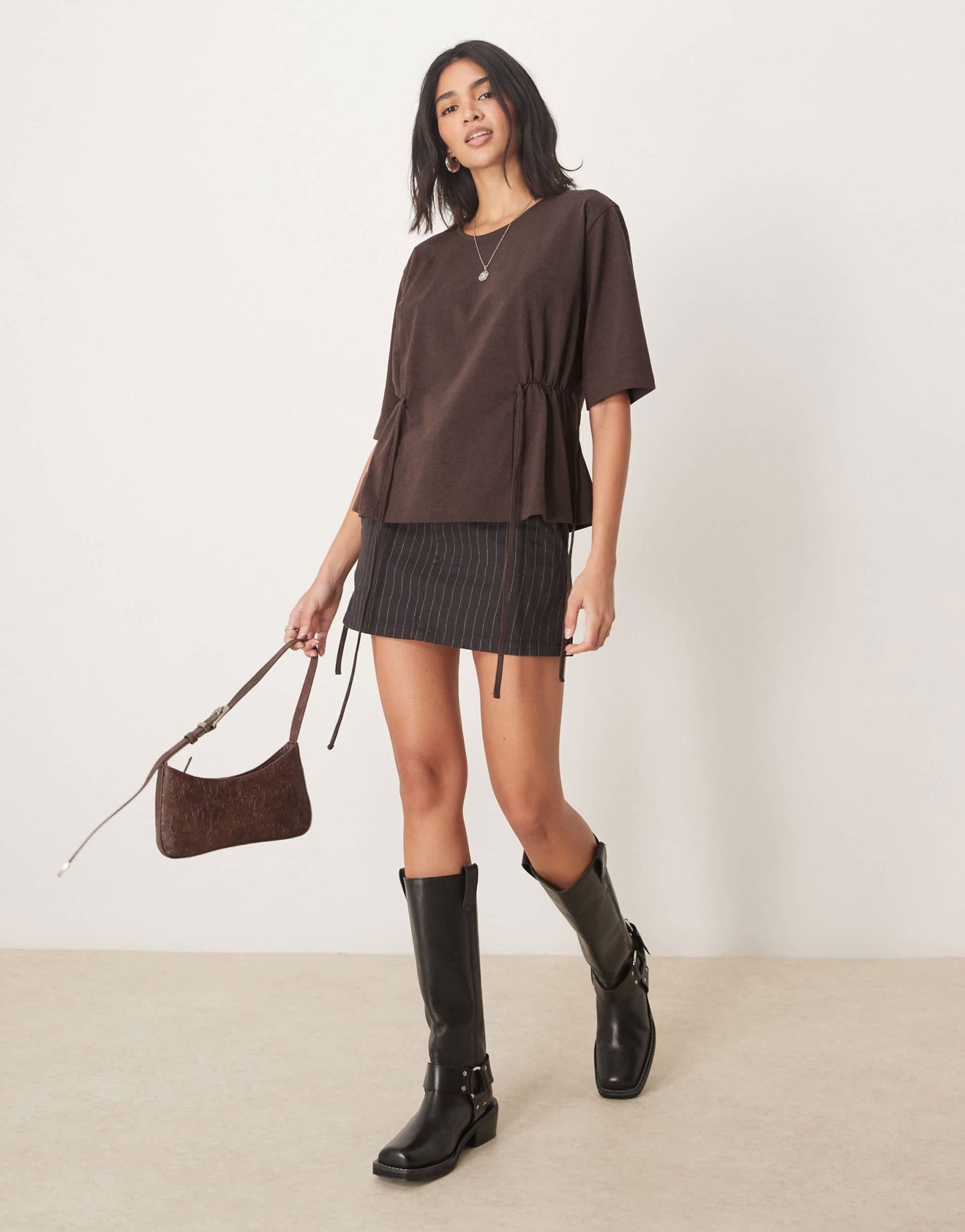 ASOS DESIGN oversized t shirt with tie detail in brown - ASOS Sample Sale EU Store