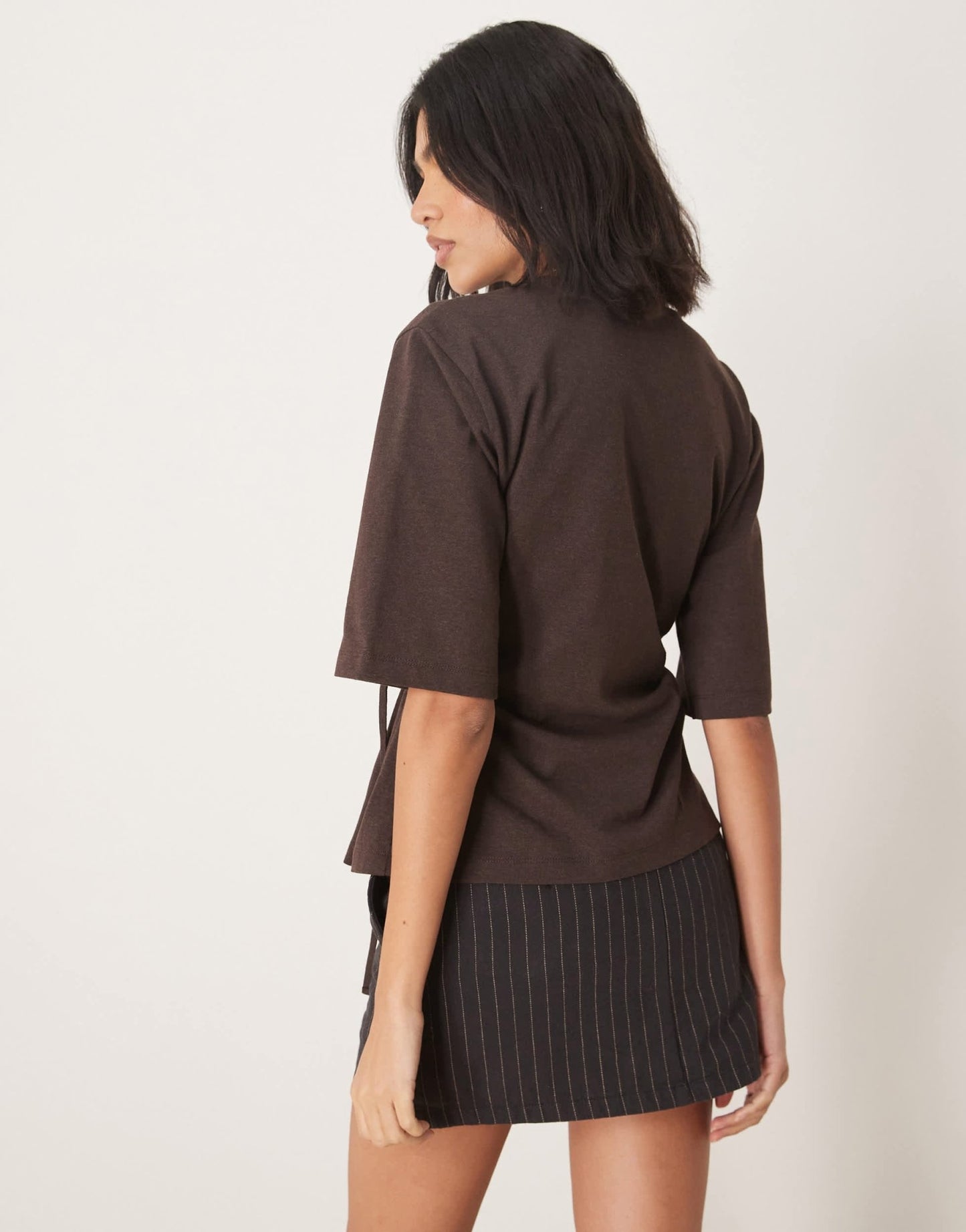 ASOS DESIGN oversized t shirt with tie detail in brown - ASOS Sample Sale EU Store
