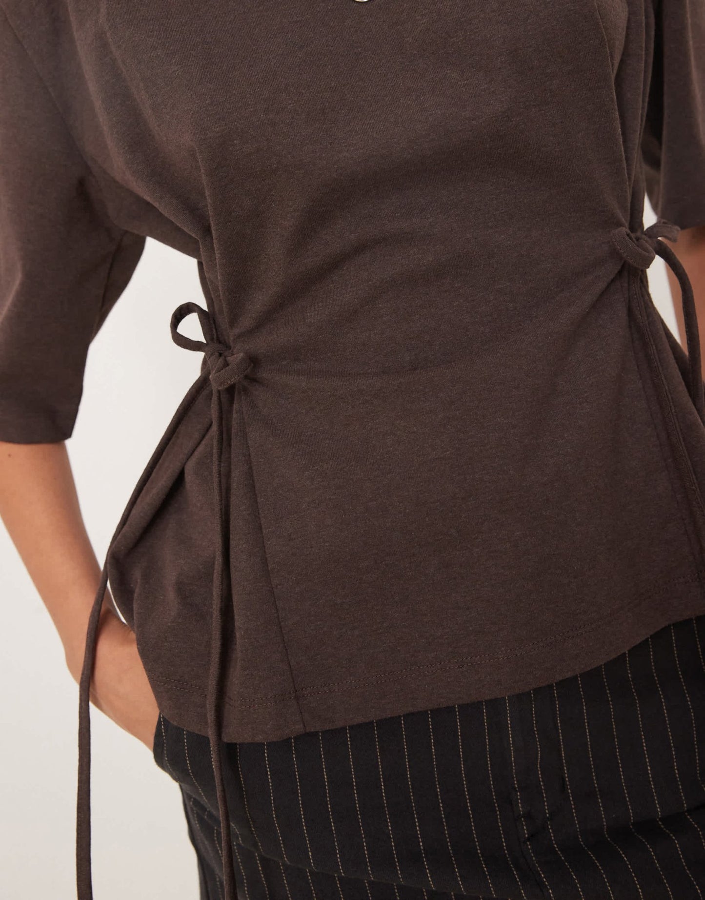 ASOS DESIGN oversized t shirt with tie detail in brown - ASOS Sample Sale EU Store