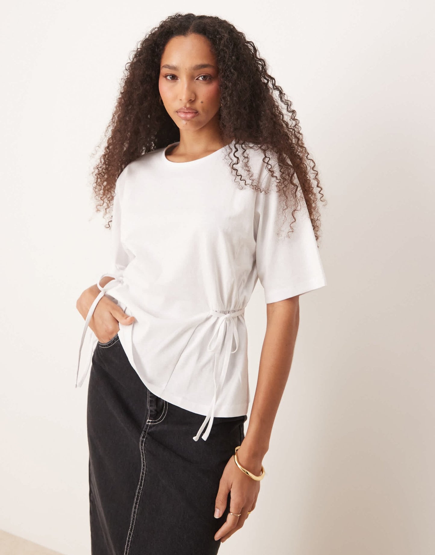 ASOS DESIGN oversized t shirt with tie detail in white - ASOS Sample Sale EU Store
