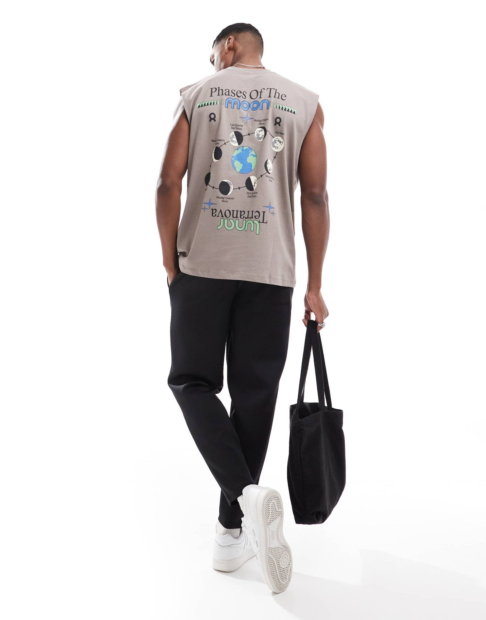 ASOS DESIGN oversized tank with back print in brown - ASOS Sample Sale EU Store