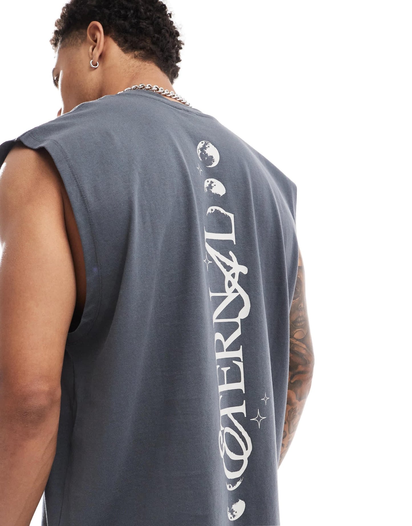 ASOS DESIGN oversized tank with back print in charcoal - ASOS Sample Sale EU Store