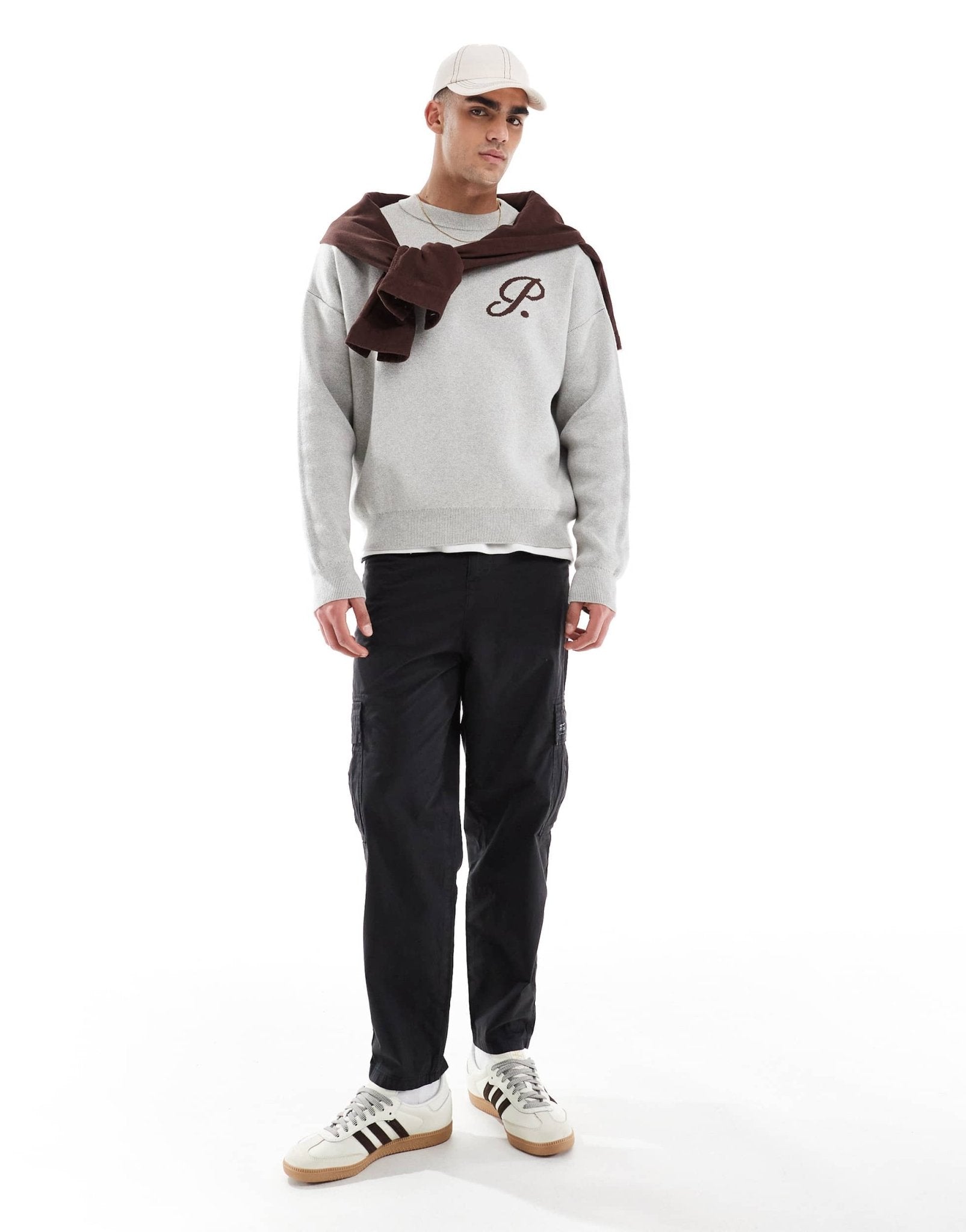 ASOS DESIGN oversized tapered cargo trousers with patch in black - ASOS Sample Sale EU Store