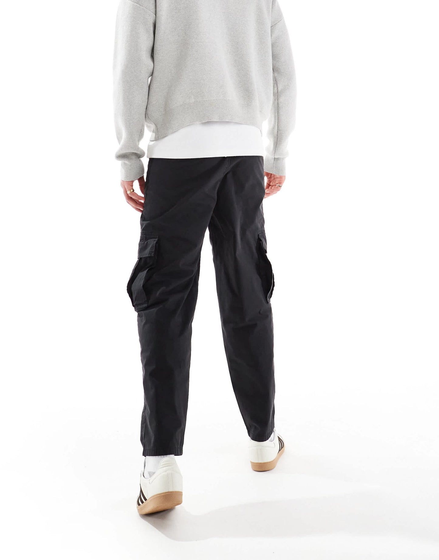 ASOS DESIGN oversized tapered cargo trousers with patch in black - ASOS Sample Sale EU Store