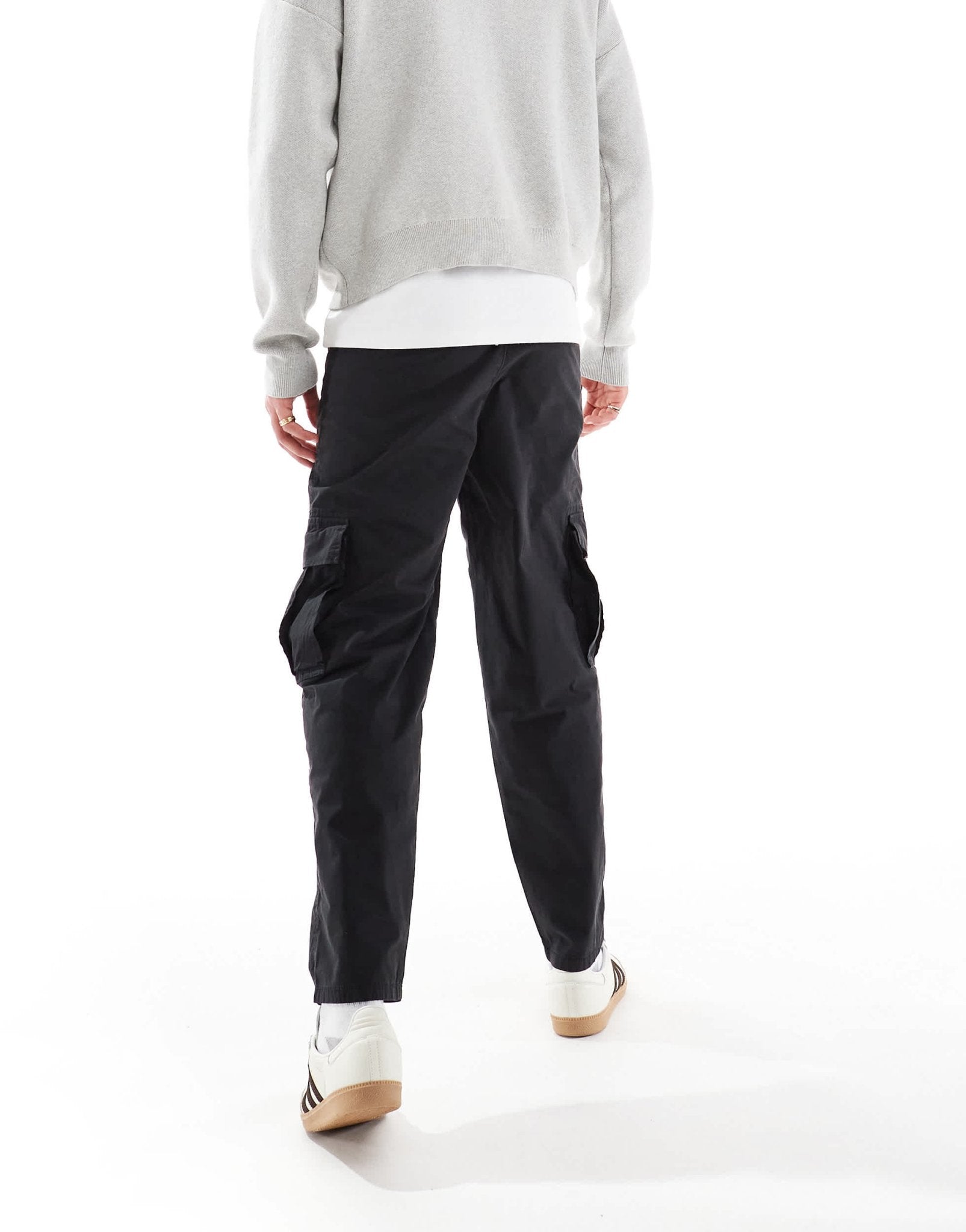 ASOS DESIGN oversized tapered cargo trousers with patch in black - ASOS Sample Sale EU Store