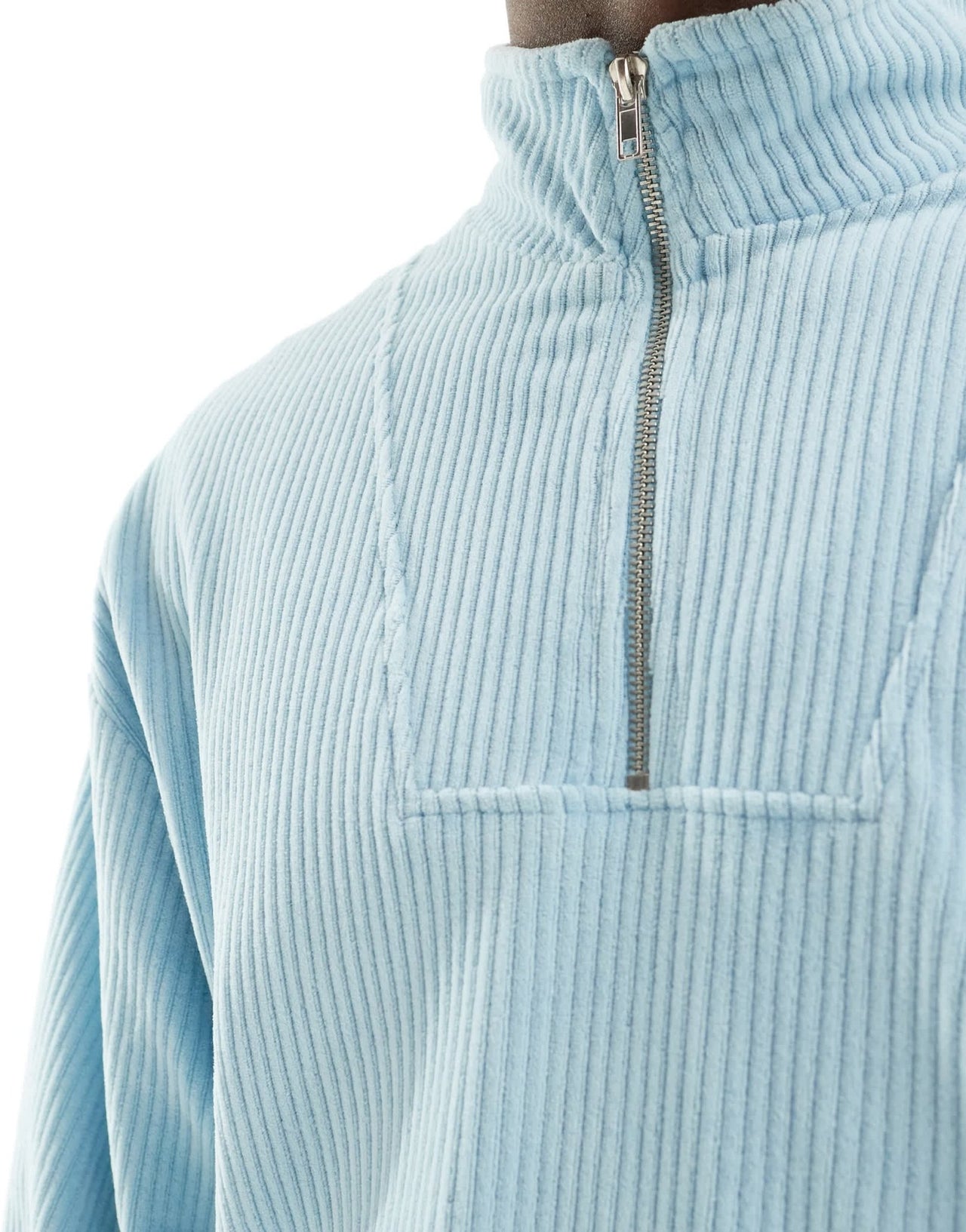 ASOS DESIGN oversized texture sweatshirt with funnel neck in blue - ASOS Sample Sale EU Store