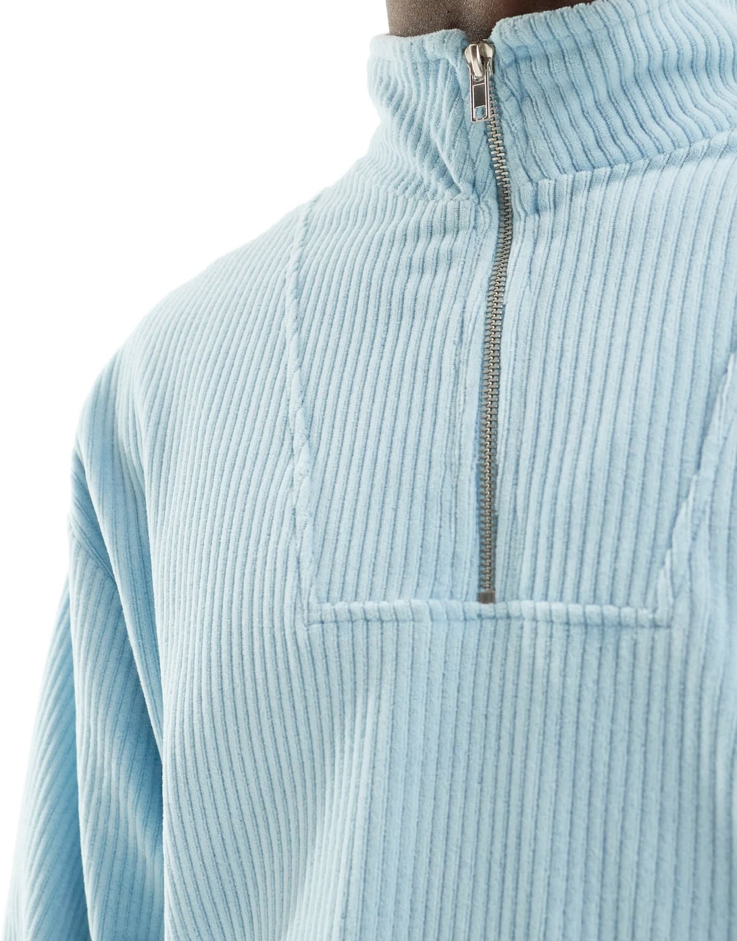 ASOS DESIGN oversized texture sweatshirt with funnel neck in blue - ASOS Sample Sale EU Store