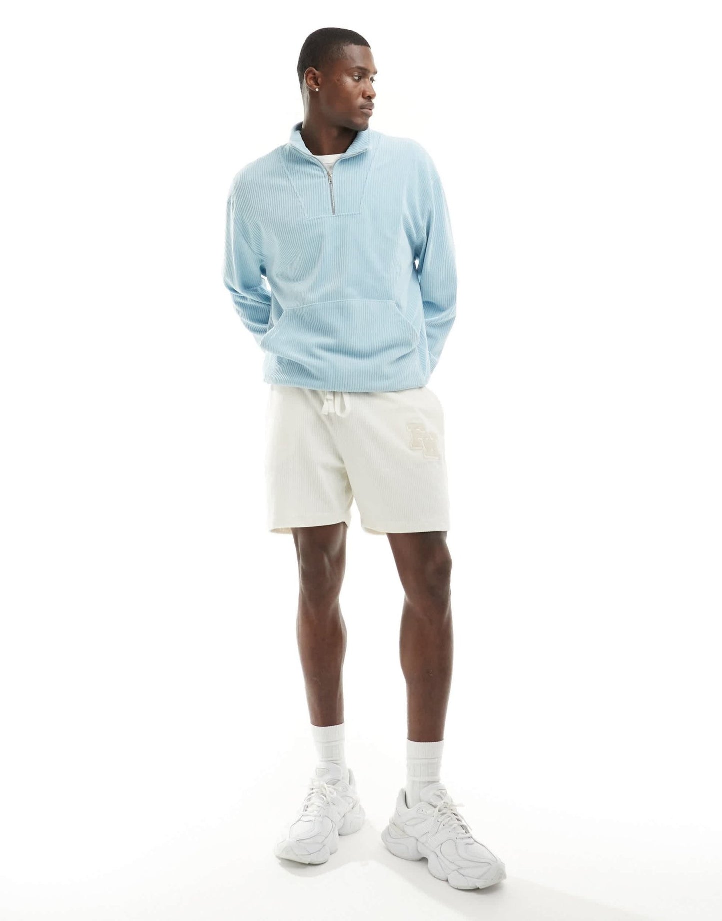 ASOS DESIGN oversized texture sweatshirt with funnel neck in blue - ASOS Sample Sale EU Store