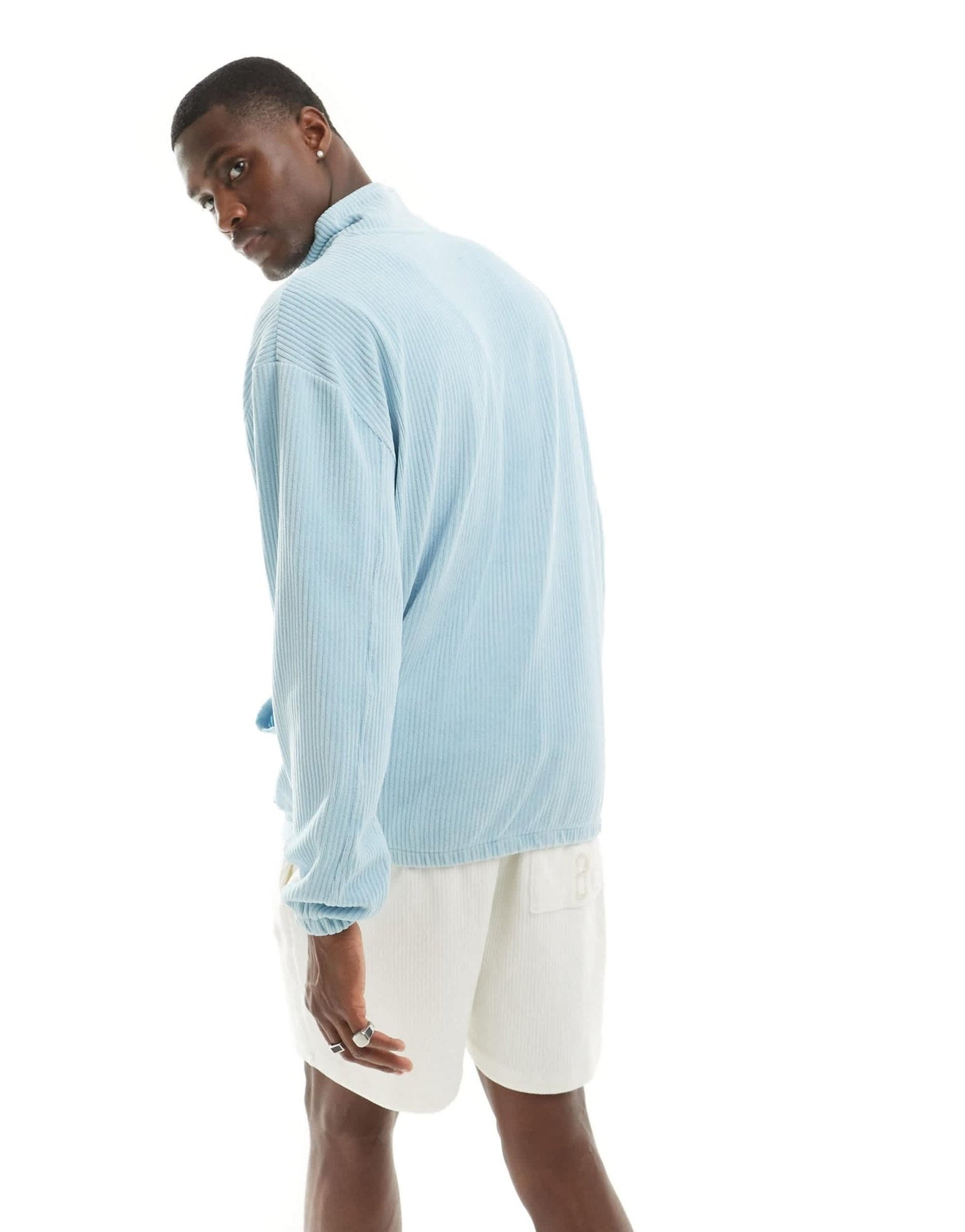 ASOS DESIGN oversized texture sweatshirt with funnel neck in blue - ASOS Sample Sale EU Store