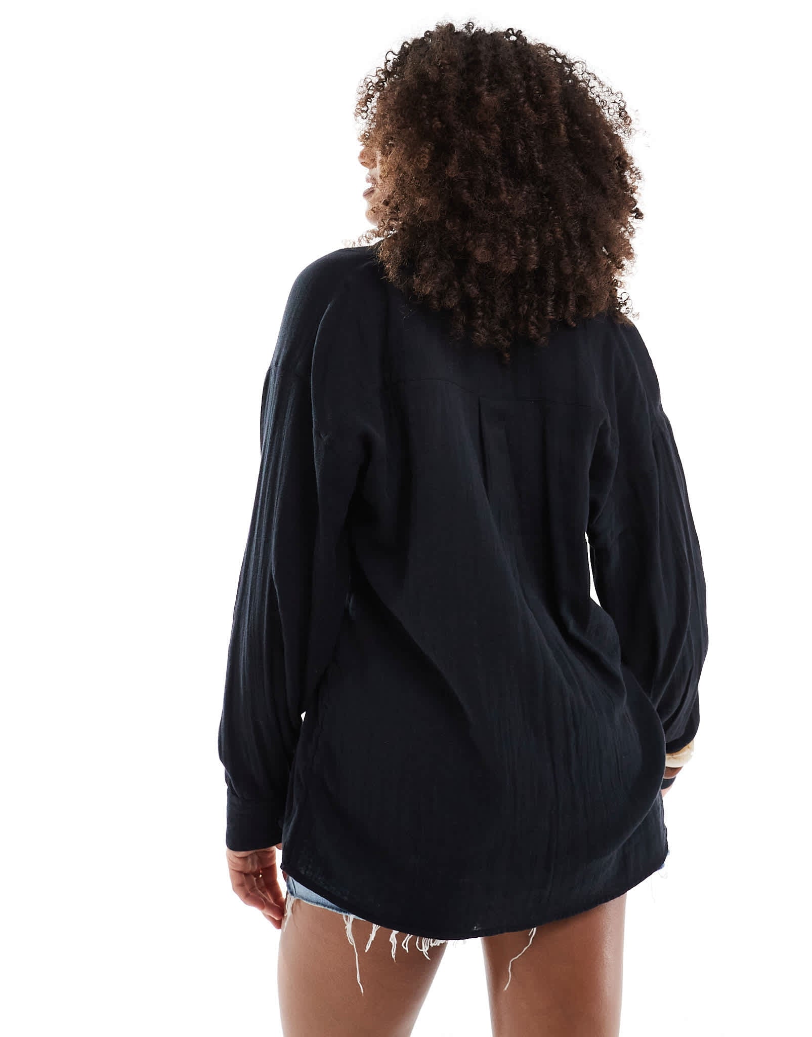 ASOS DESIGN oversized textured cotton shirt in black - ASOS Sample Sale EU Store
