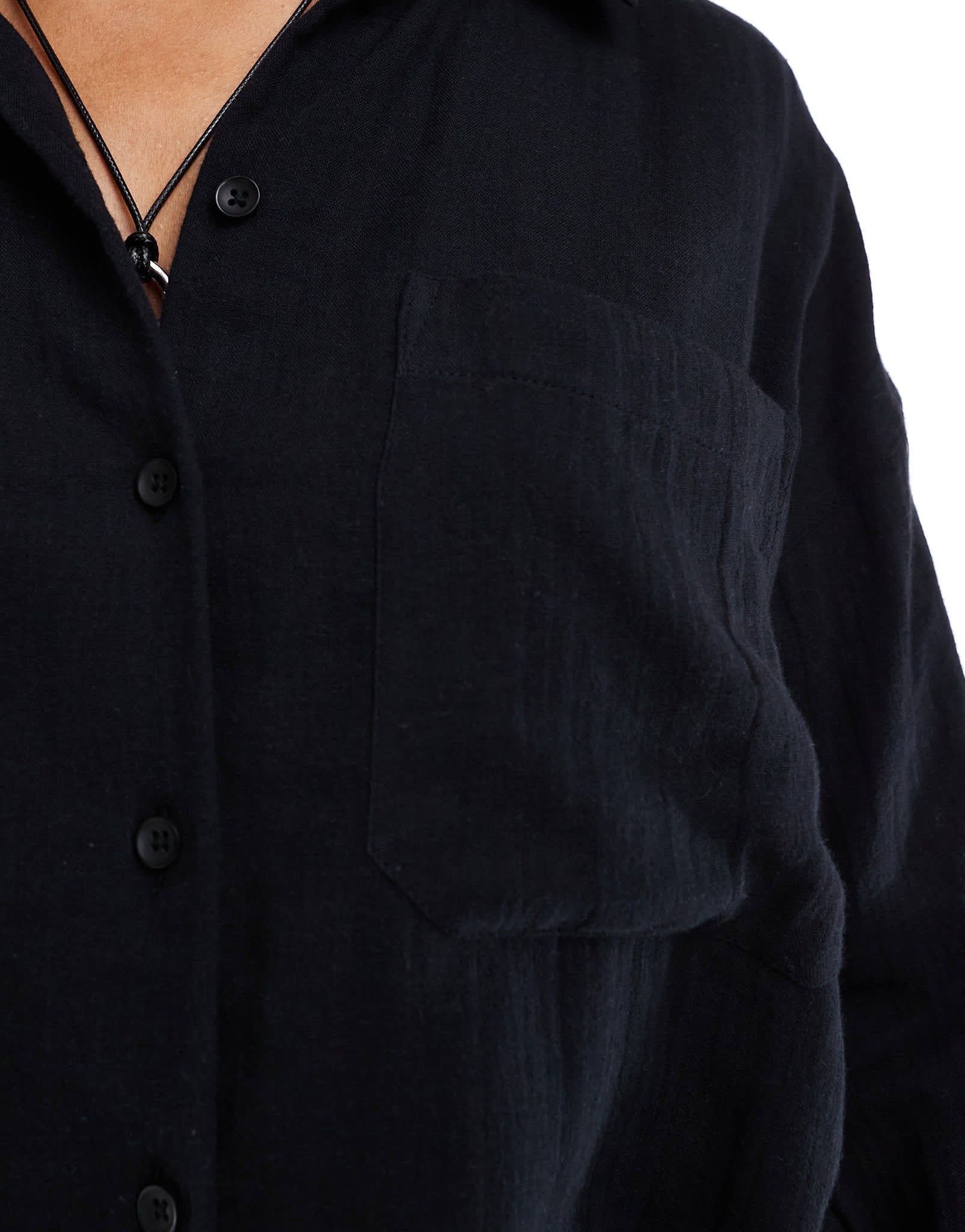 ASOS DESIGN oversized textured cotton shirt in black - ASOS Sample Sale EU Store