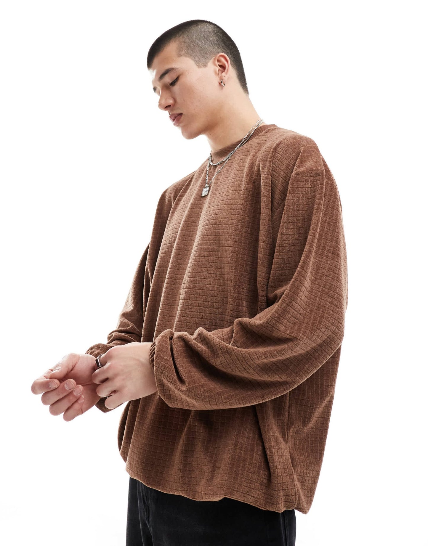 ASOS DESIGN oversized textured sweatshirt in tan brown - ASOS Sample Sale EU Store