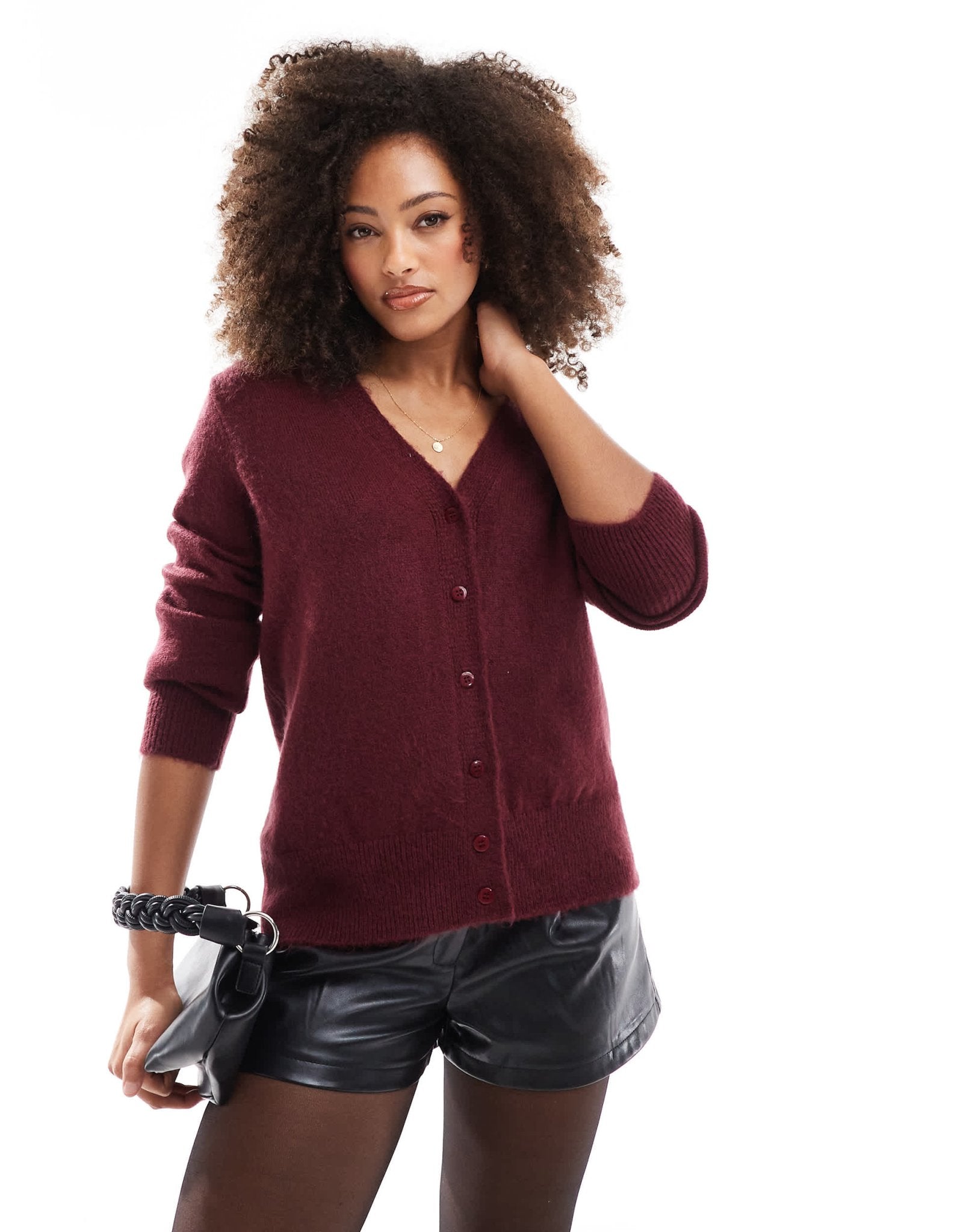 ASOS DESIGN oversized v - neck cardigan in burgundy - ASOS Sample Sale EU Store