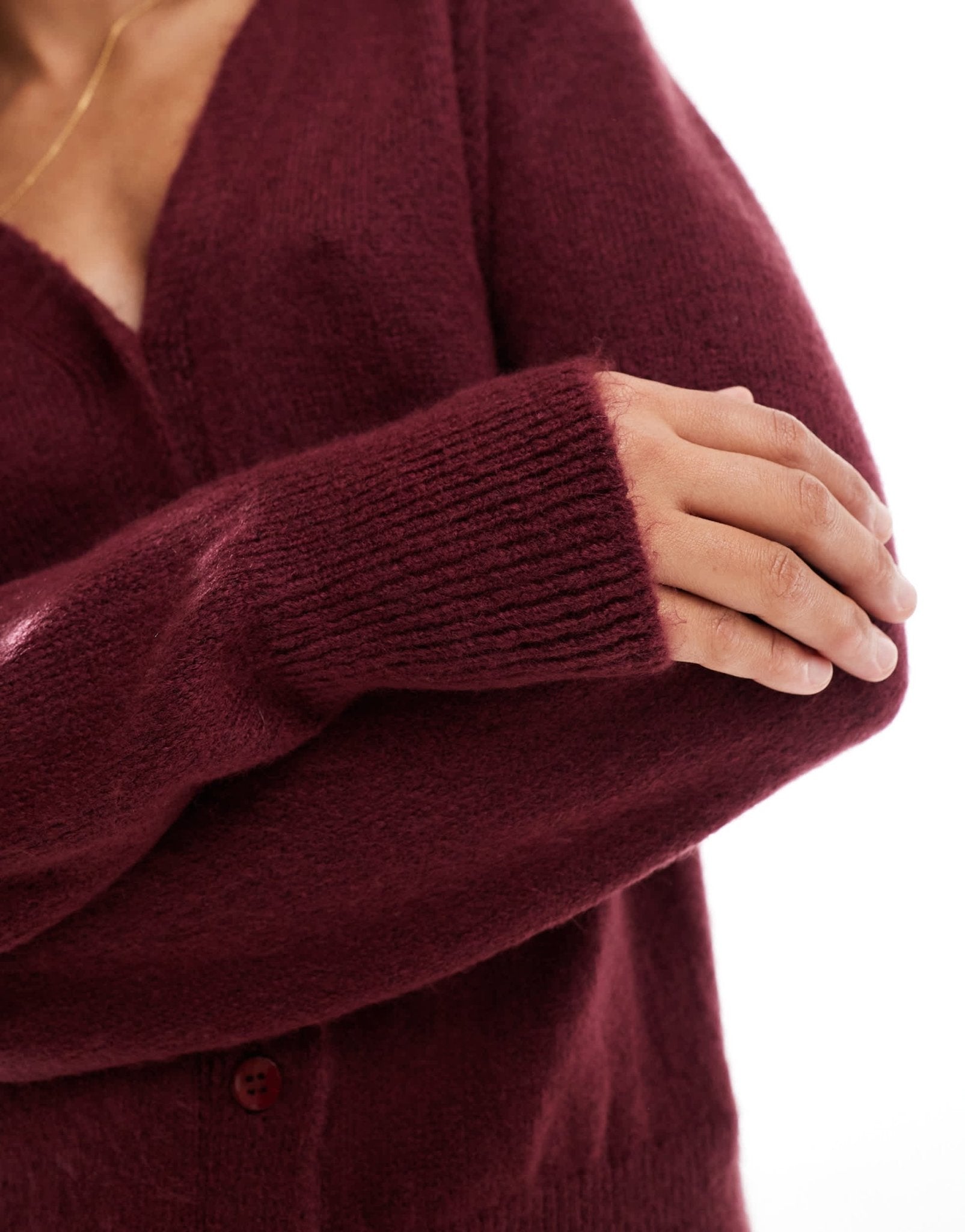 ASOS DESIGN oversized v - neck cardigan in burgundy - ASOS Sample Sale EU Store
